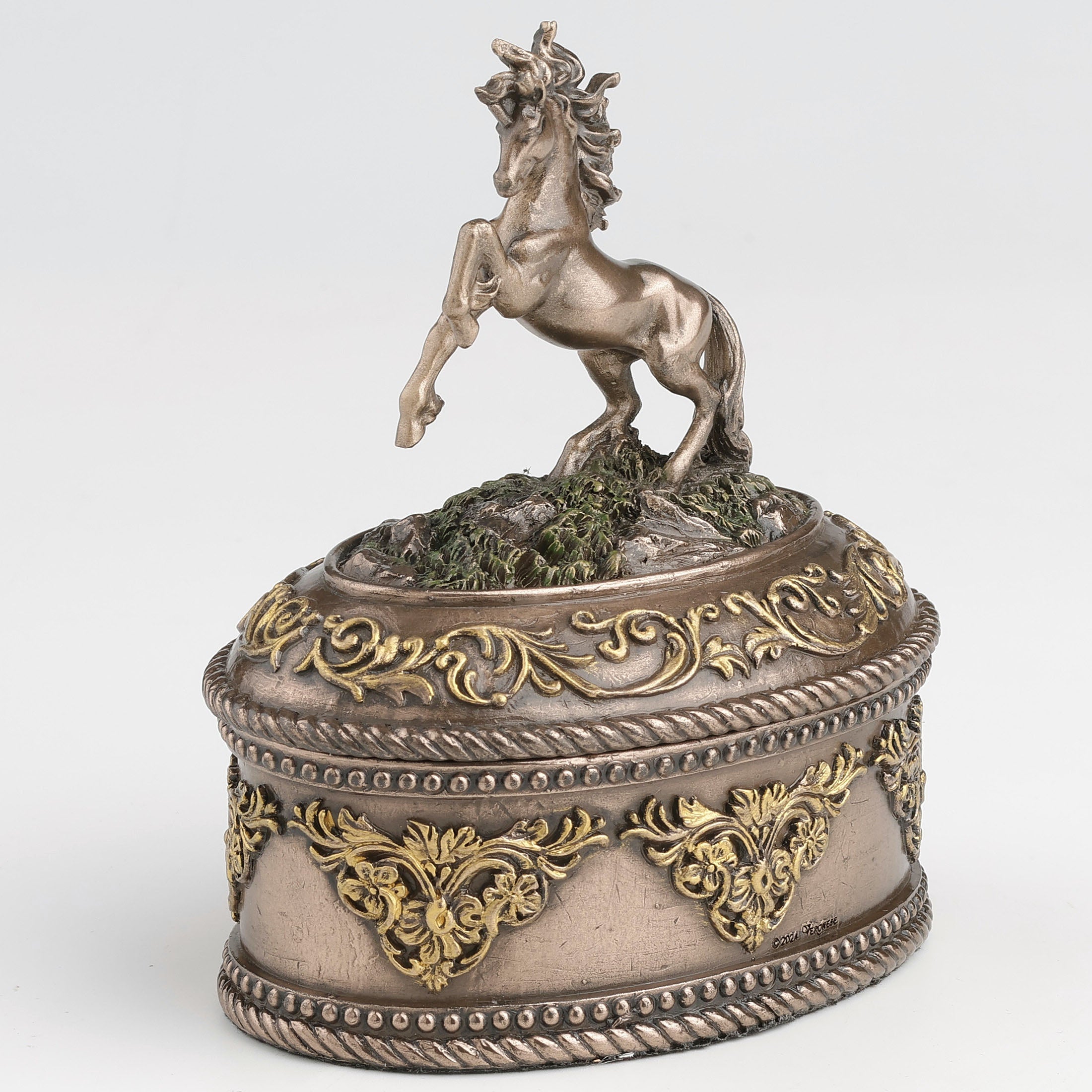 Rearing Horse Oval Trinket Box
