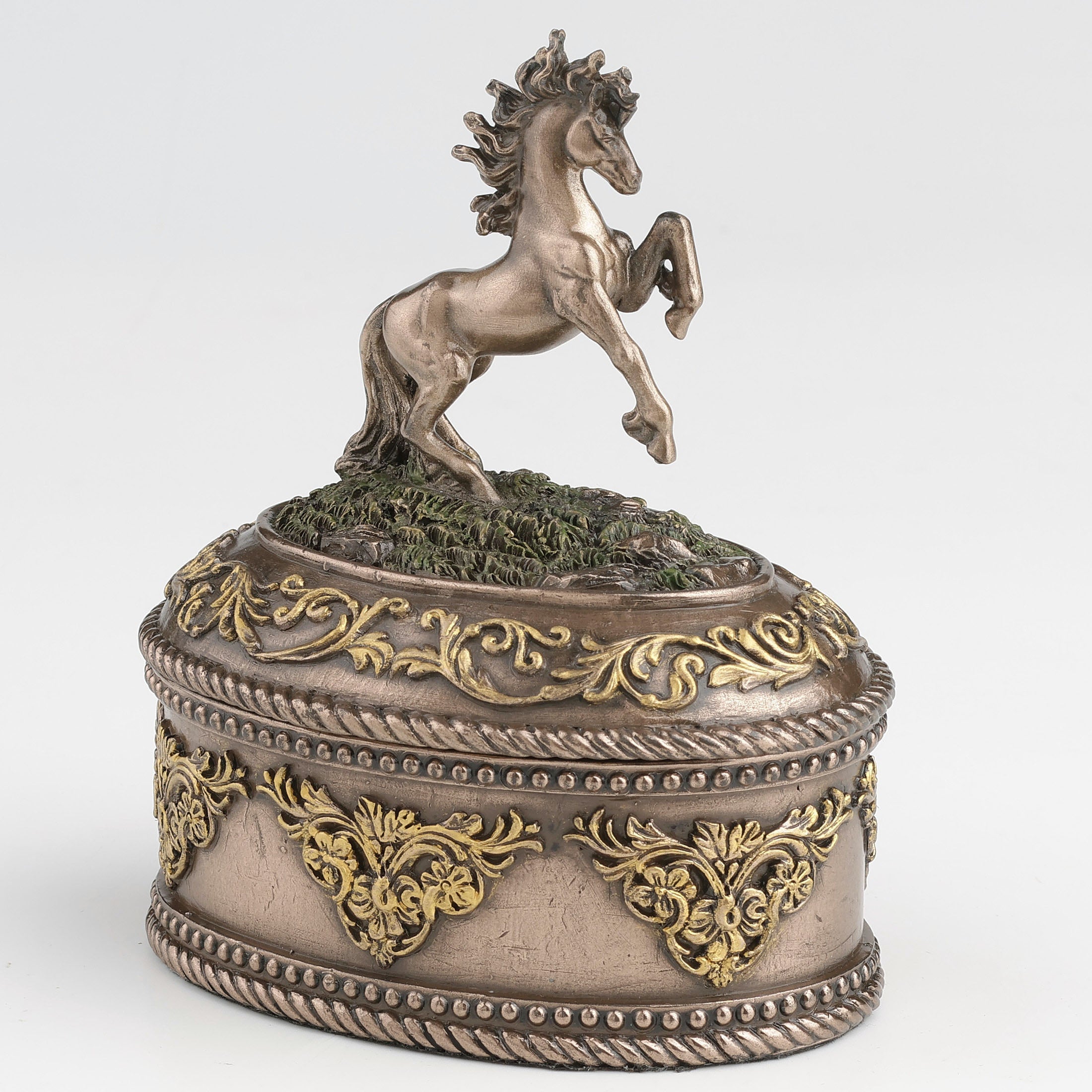Rearing Horse Oval Trinket Box