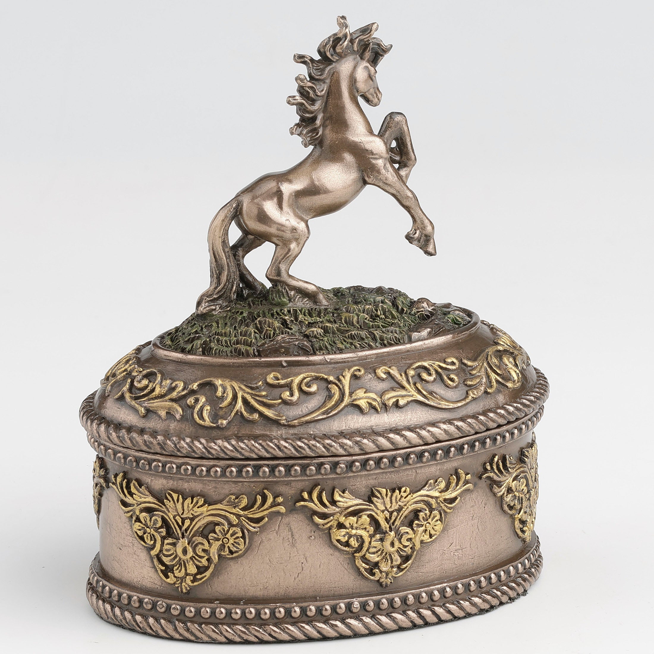 Rearing Horse Oval Trinket Box