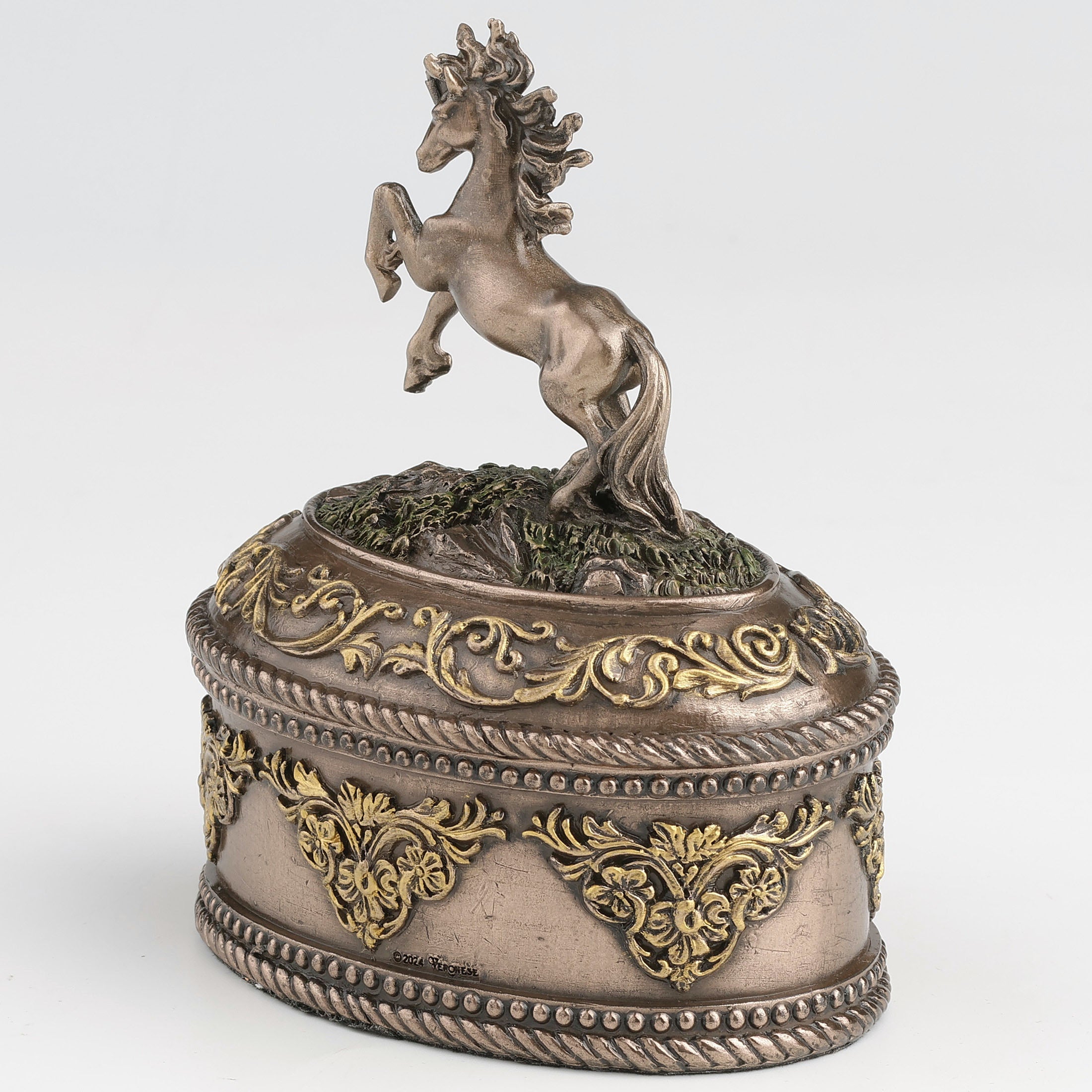 Rearing Horse Oval Trinket Box