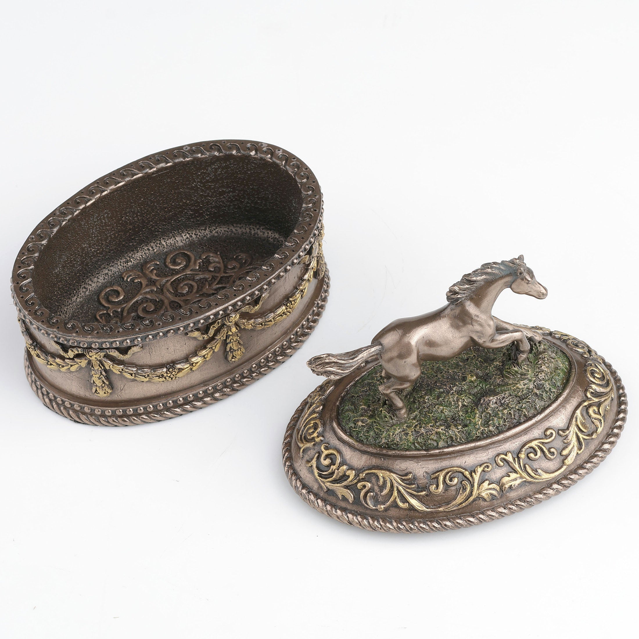 Running Horse Oval Trinket Box