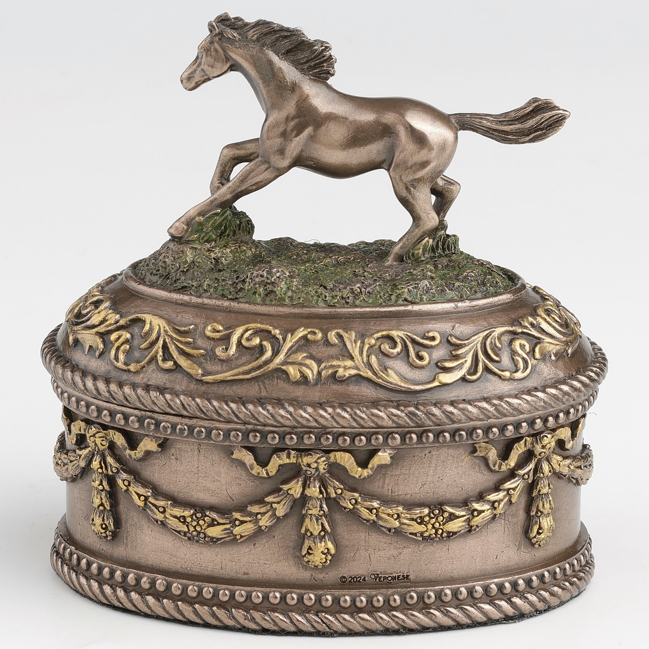 Running Horse Oval Trinket Box