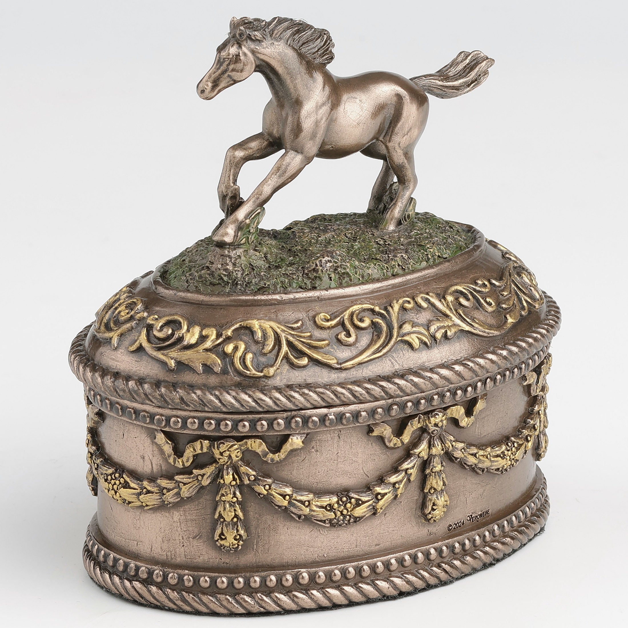 Running Horse Oval Trinket Box