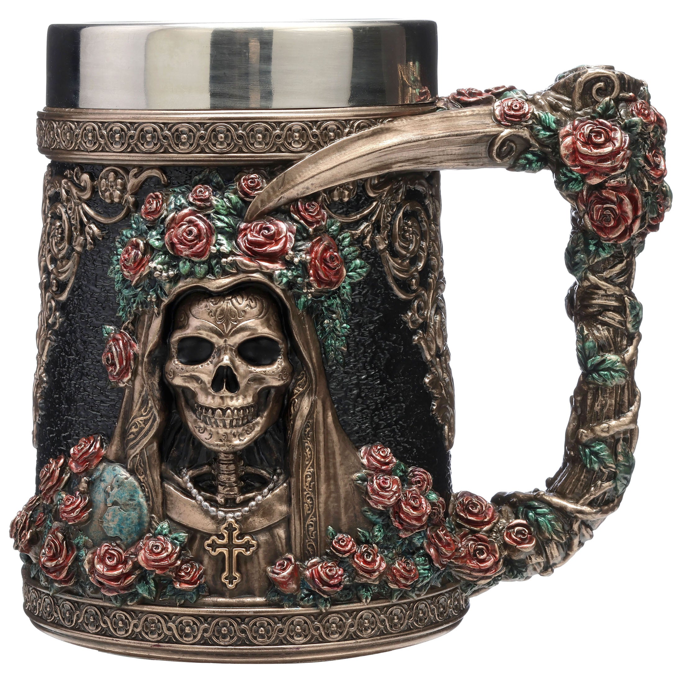 Santa Muerte Flores Beer Stein