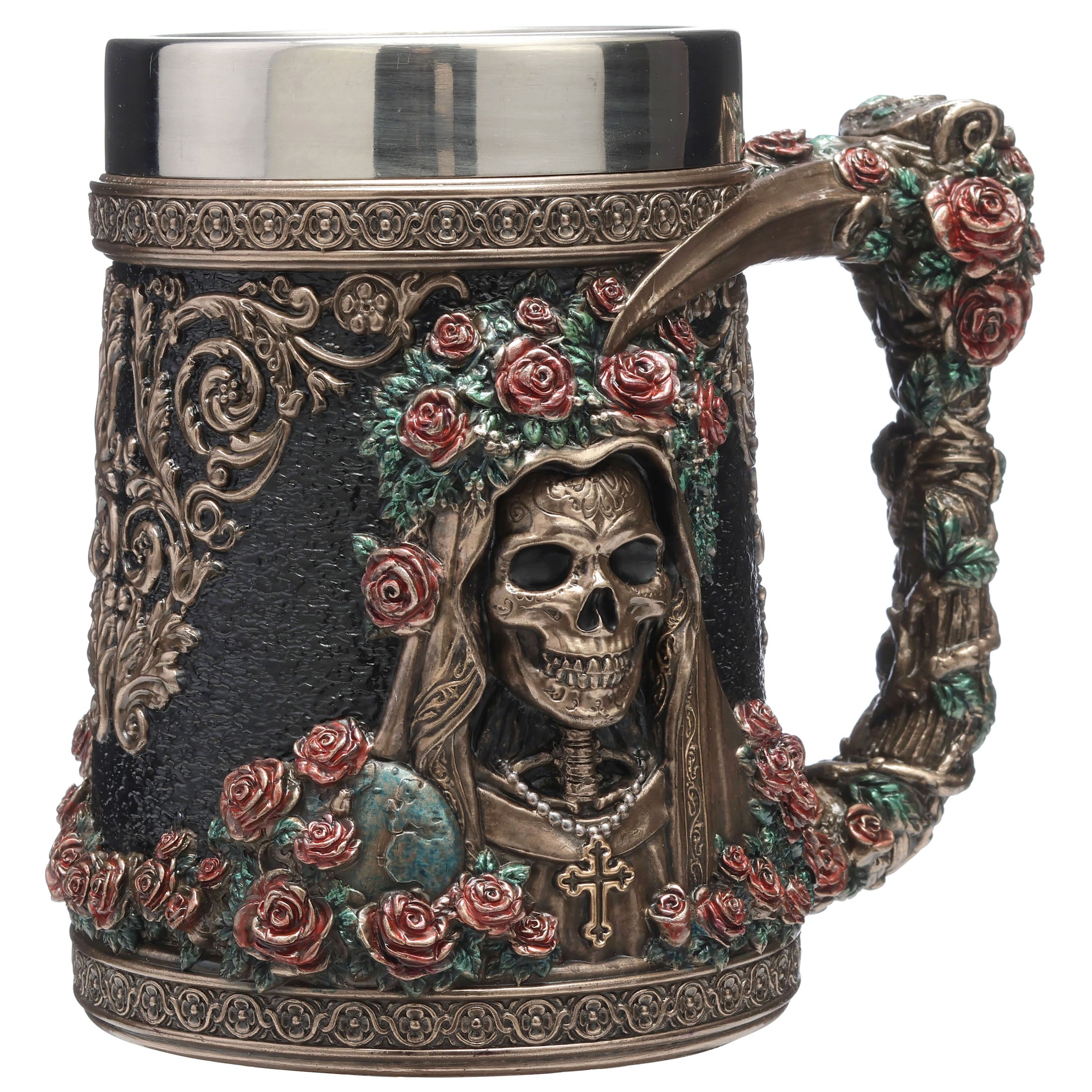 Santa Muerte Flores Beer Stein
