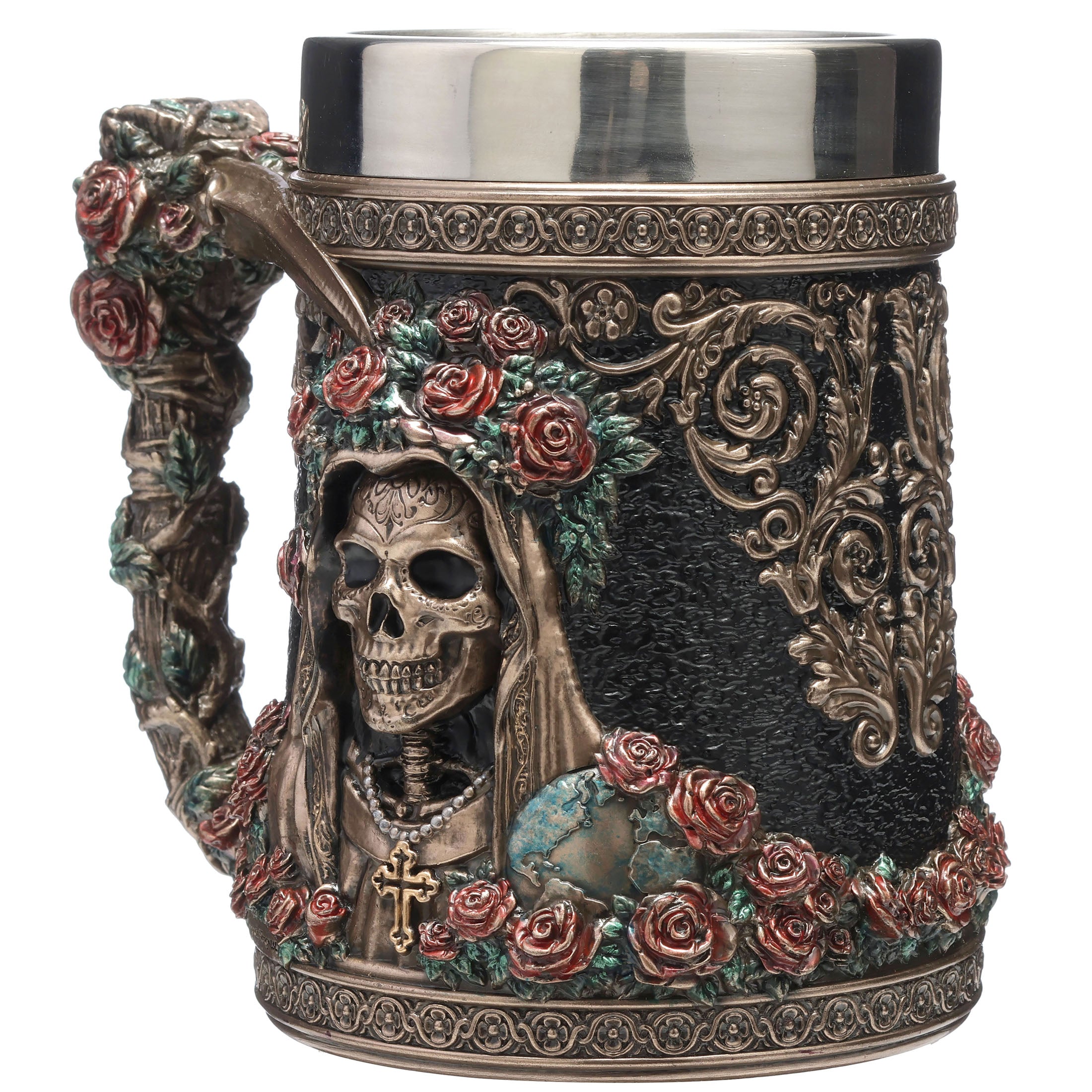 Santa Muerte Flores Beer Stein