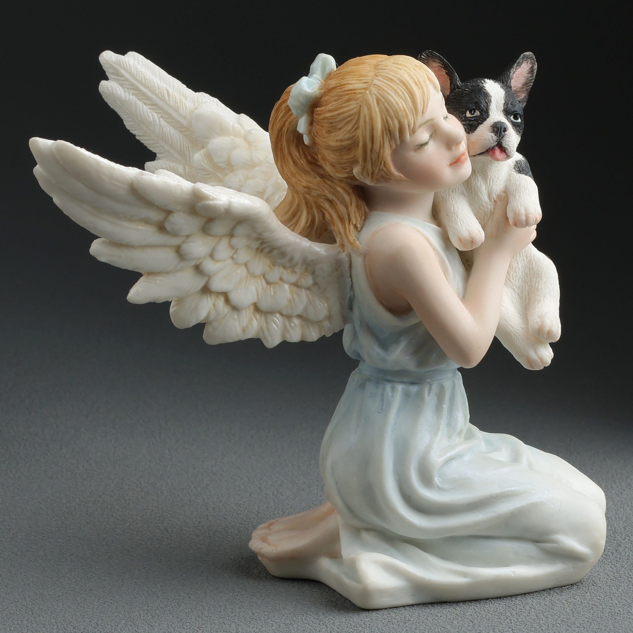 Angelic Little Girl And French Bulldog