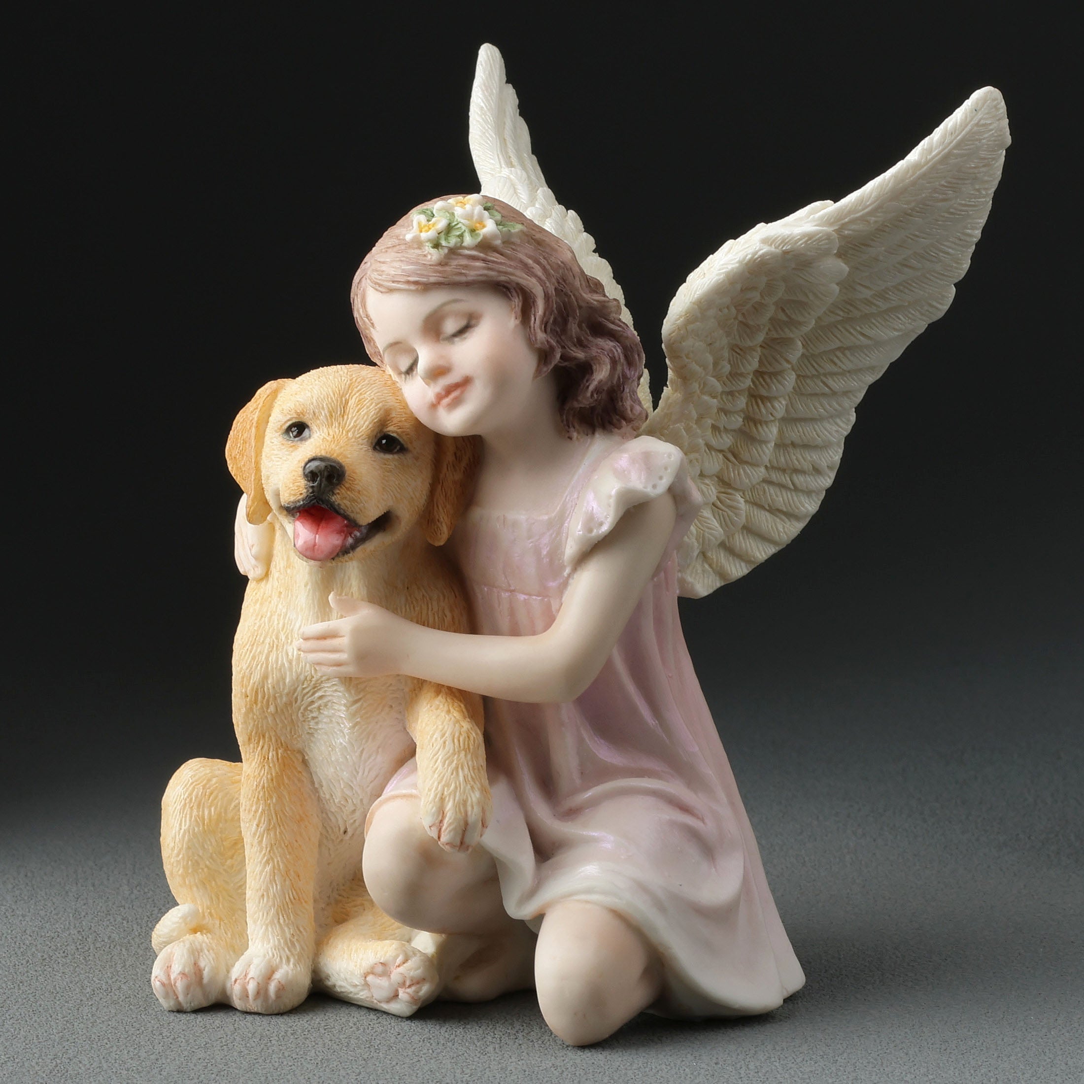 Angelic Little Girl And Golden Retriever Puppy
