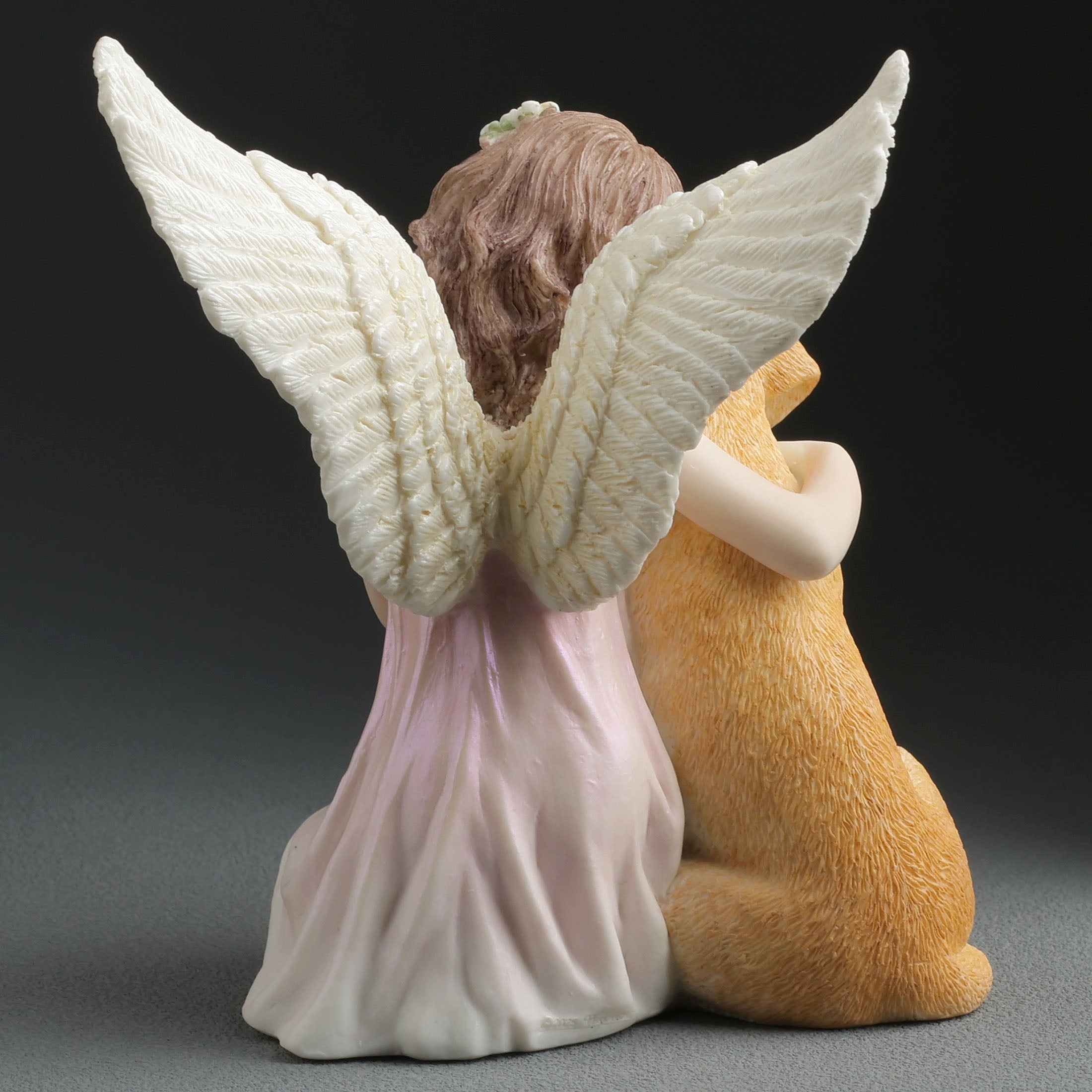 Angelic Little Girl with Golden Retriever Puppy Figurine