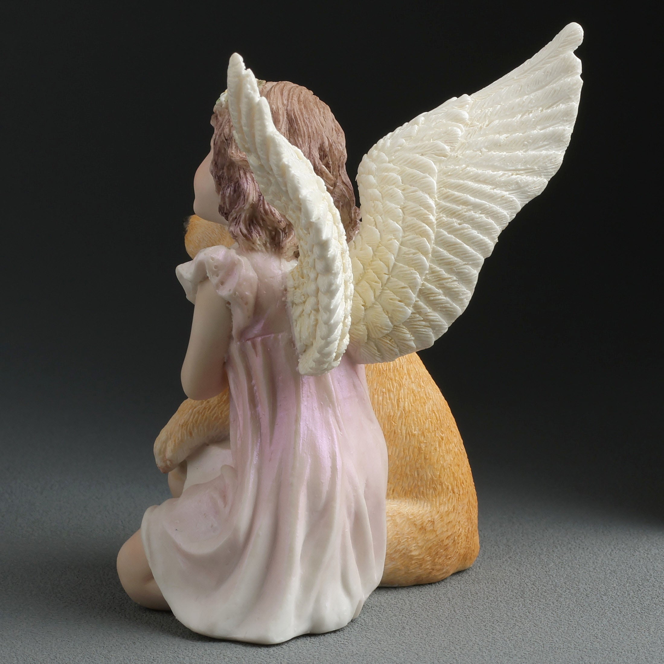 Angelic Little Girl with Golden Retriever Puppy Figurine