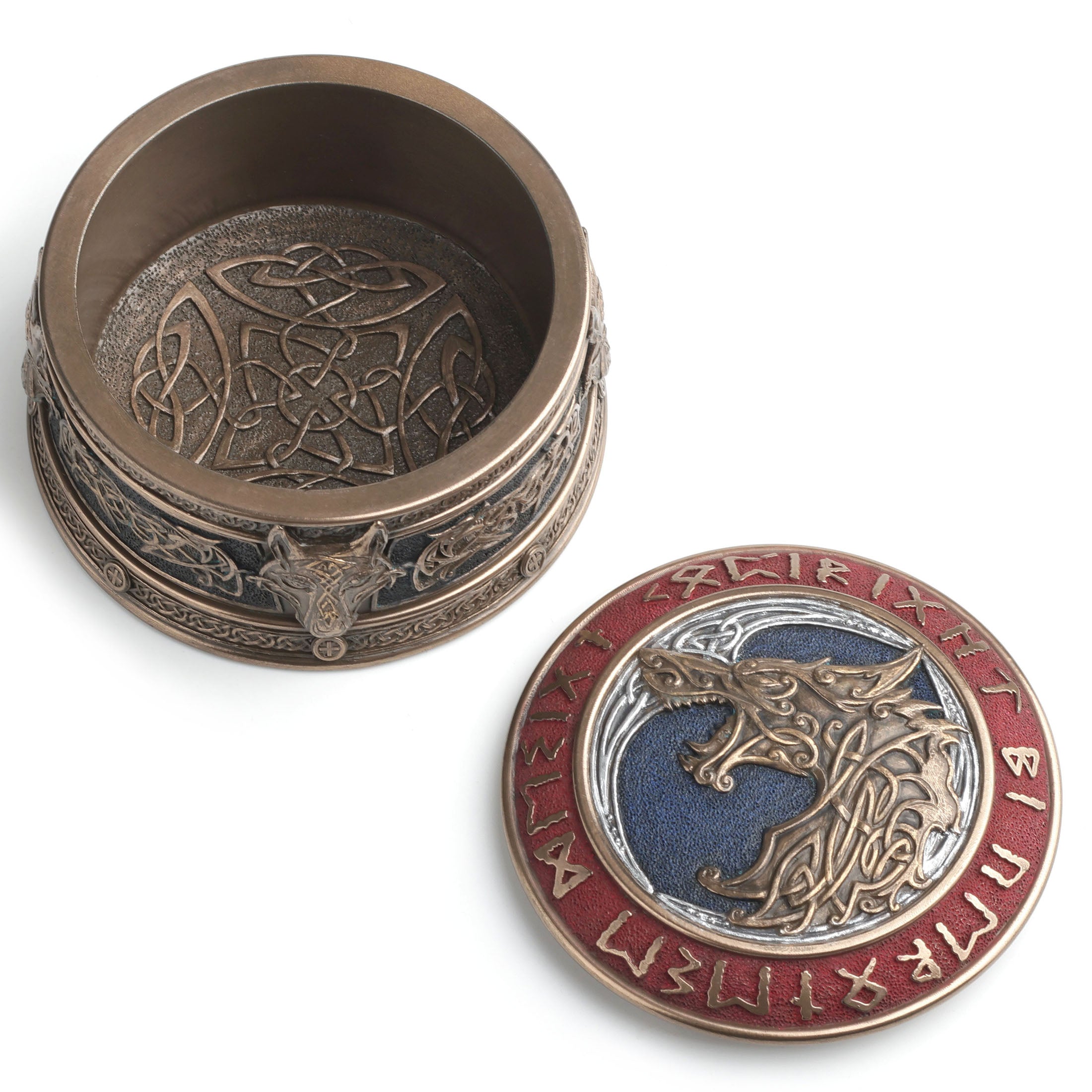 Fenrir Viking Rune Round Trinket Box