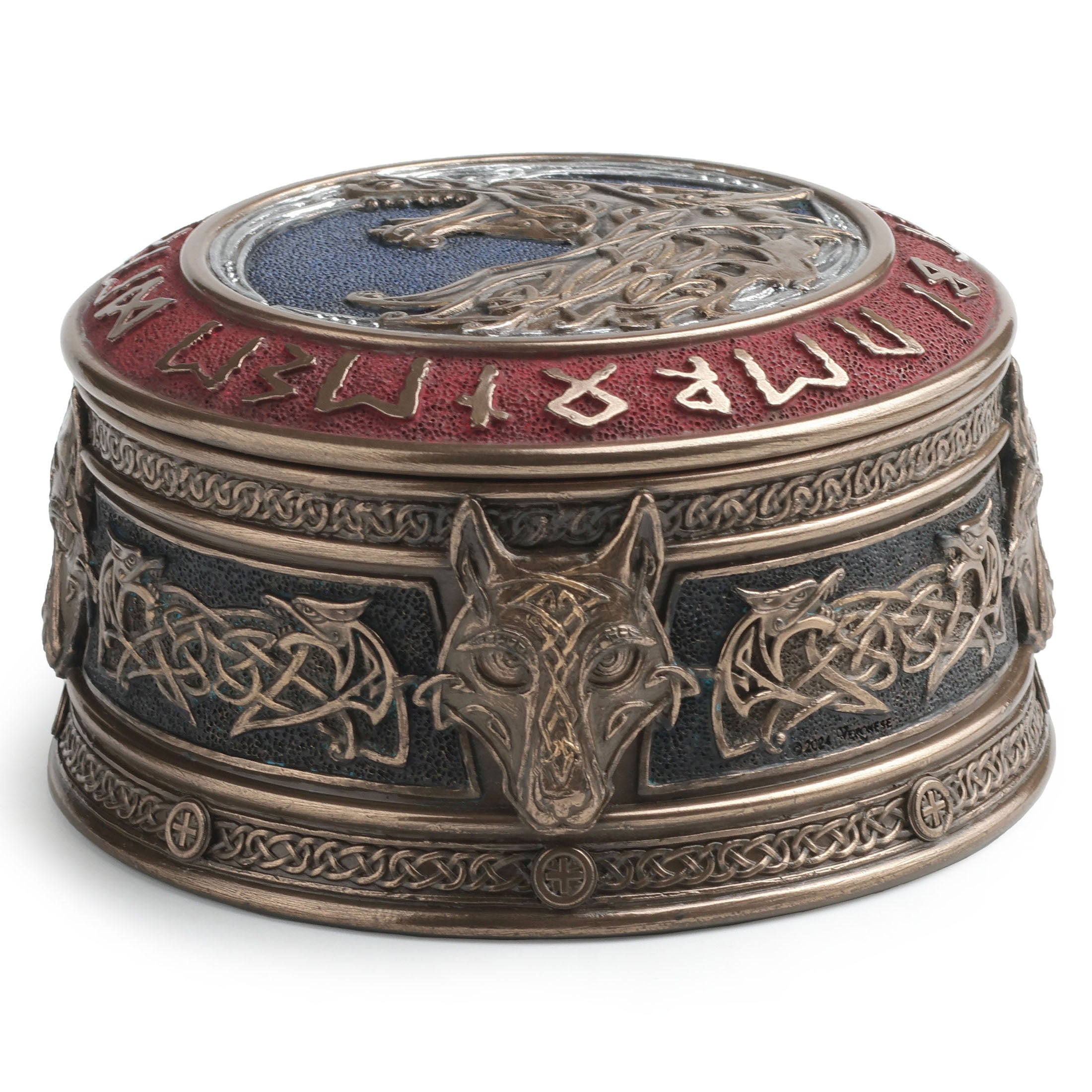 Fenrir Viking Rune Round Trinket Box