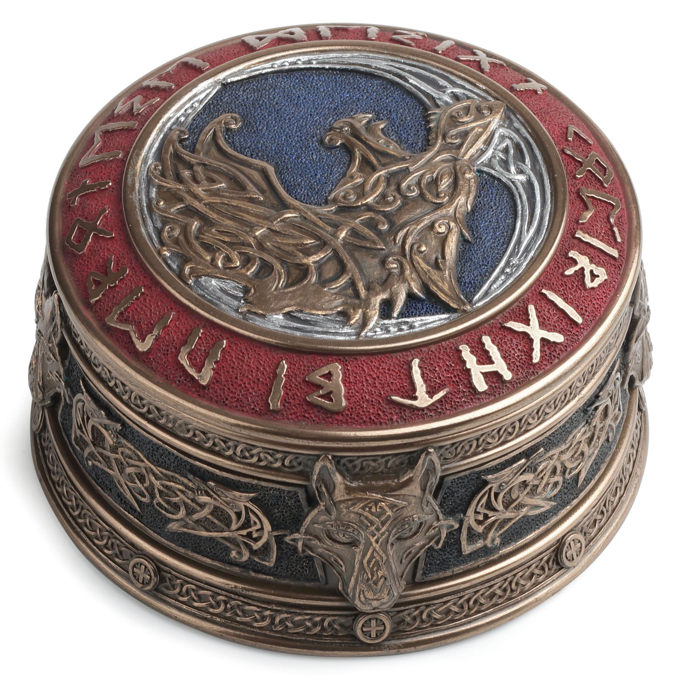 Fenrir Viking Rune Round Trinket Box