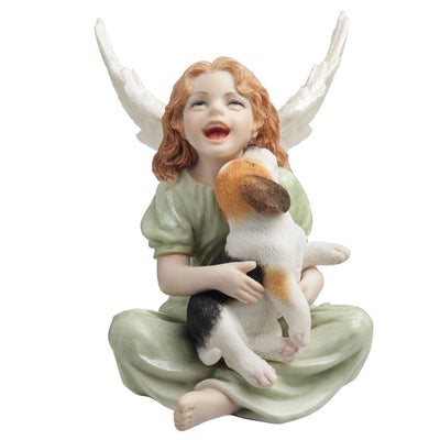 Angelic Little Girl with Beagle Puppy Figurine