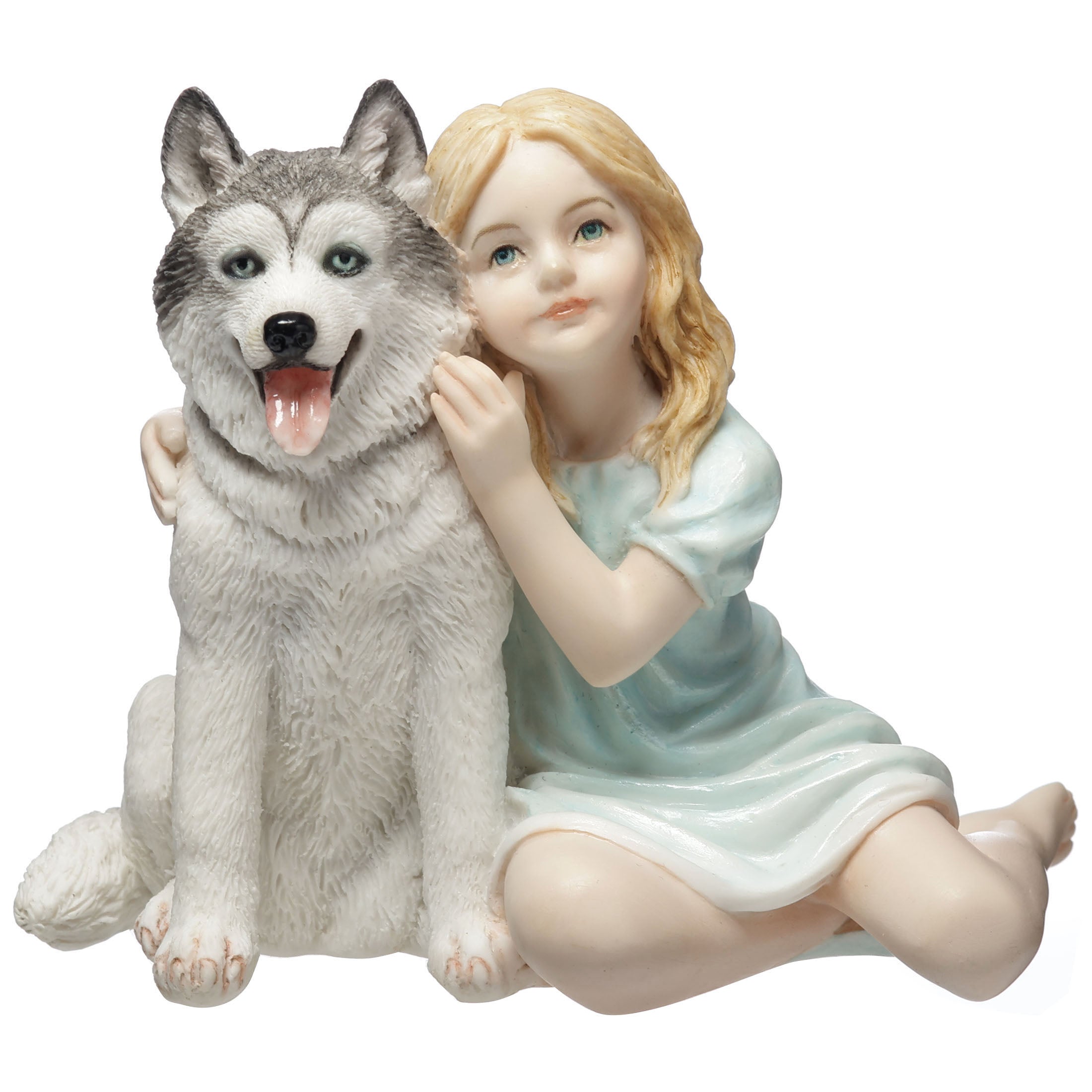 Little Girl and Husky Pup Side By Side