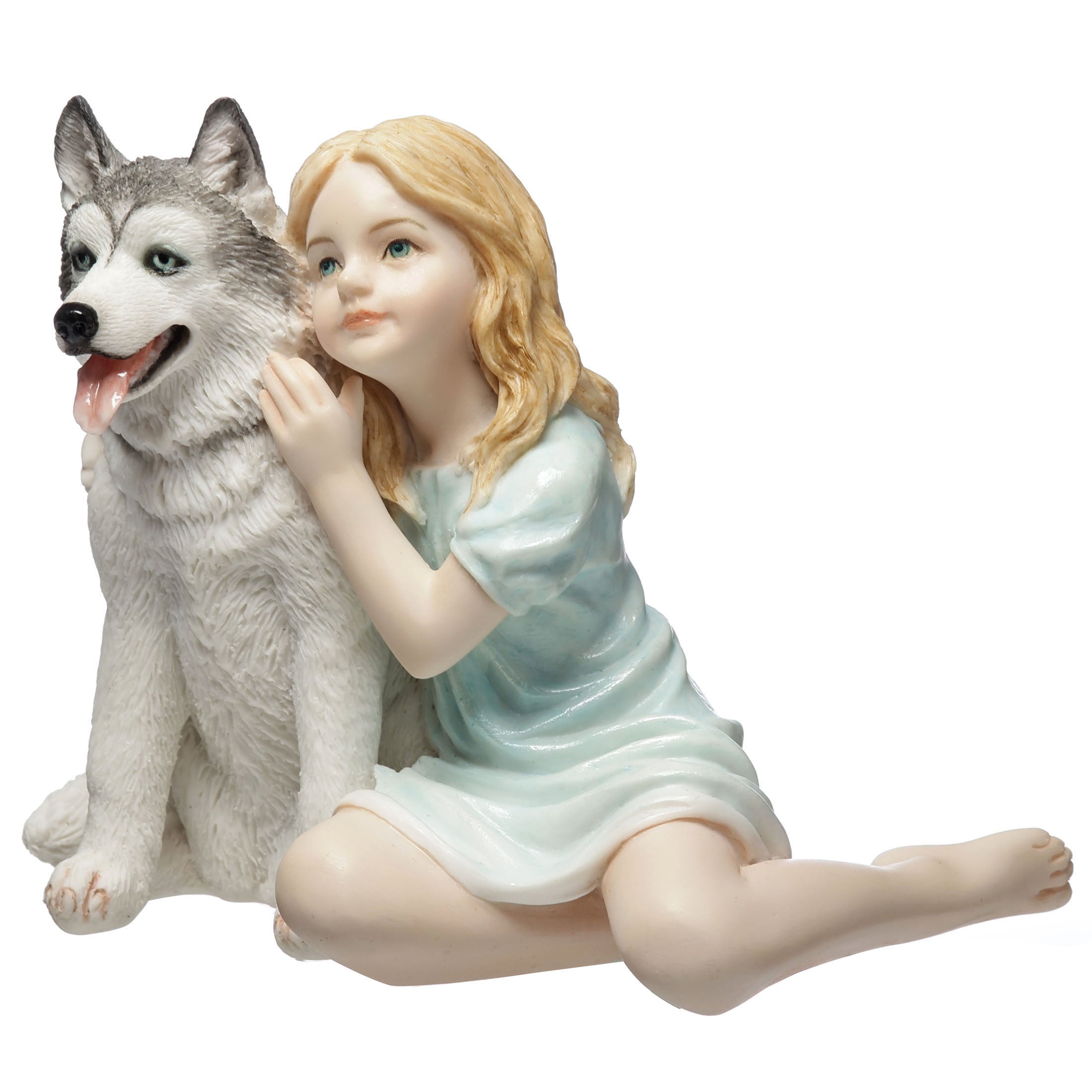 Little Girl and Husky Pup Side By Side