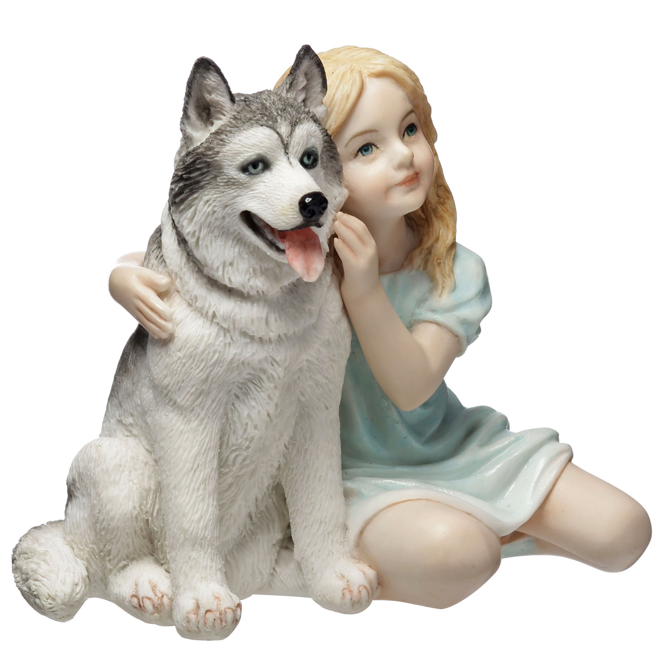 Little Girl and Husky Pup Side By Side