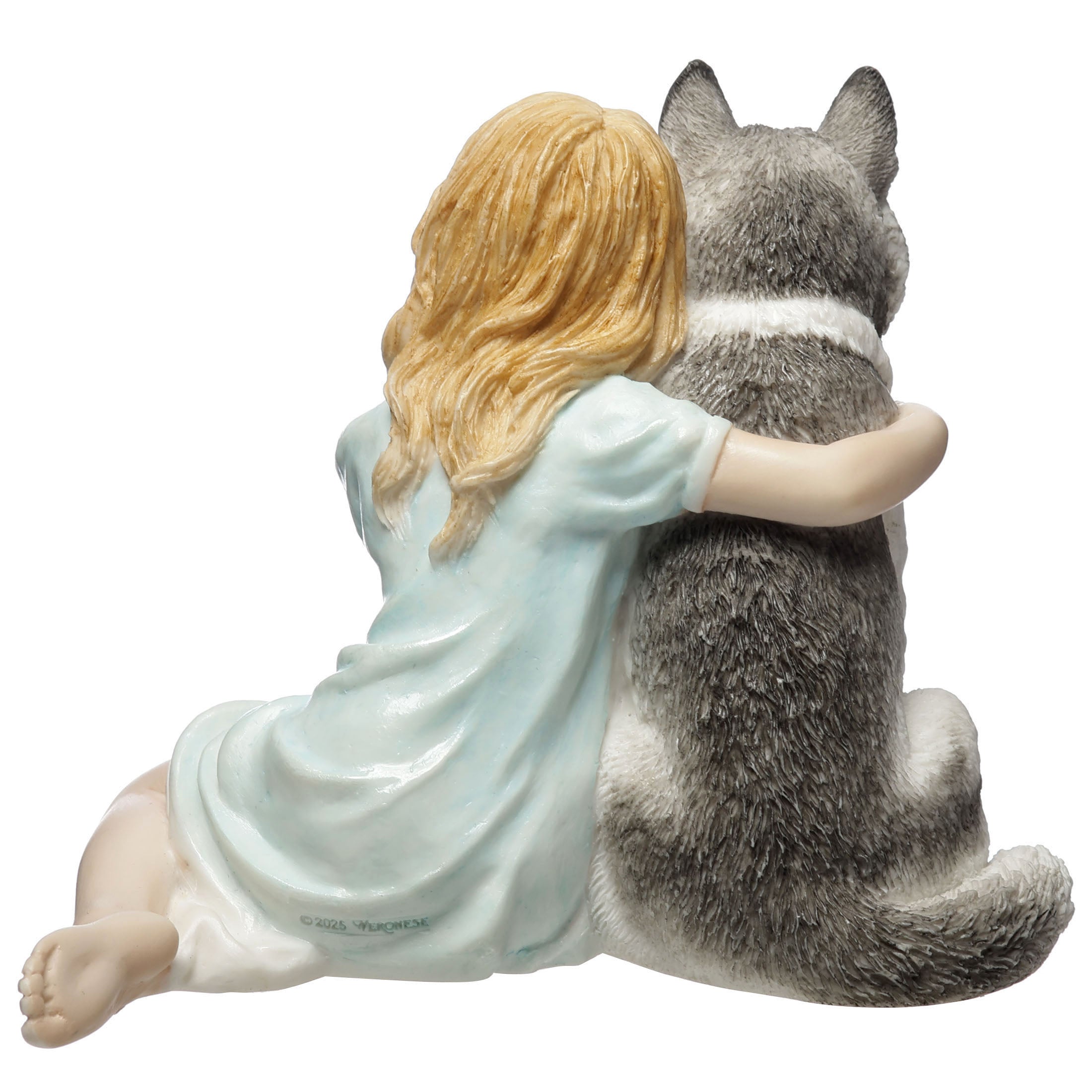 Little Girl and Husky Pup Side By Side