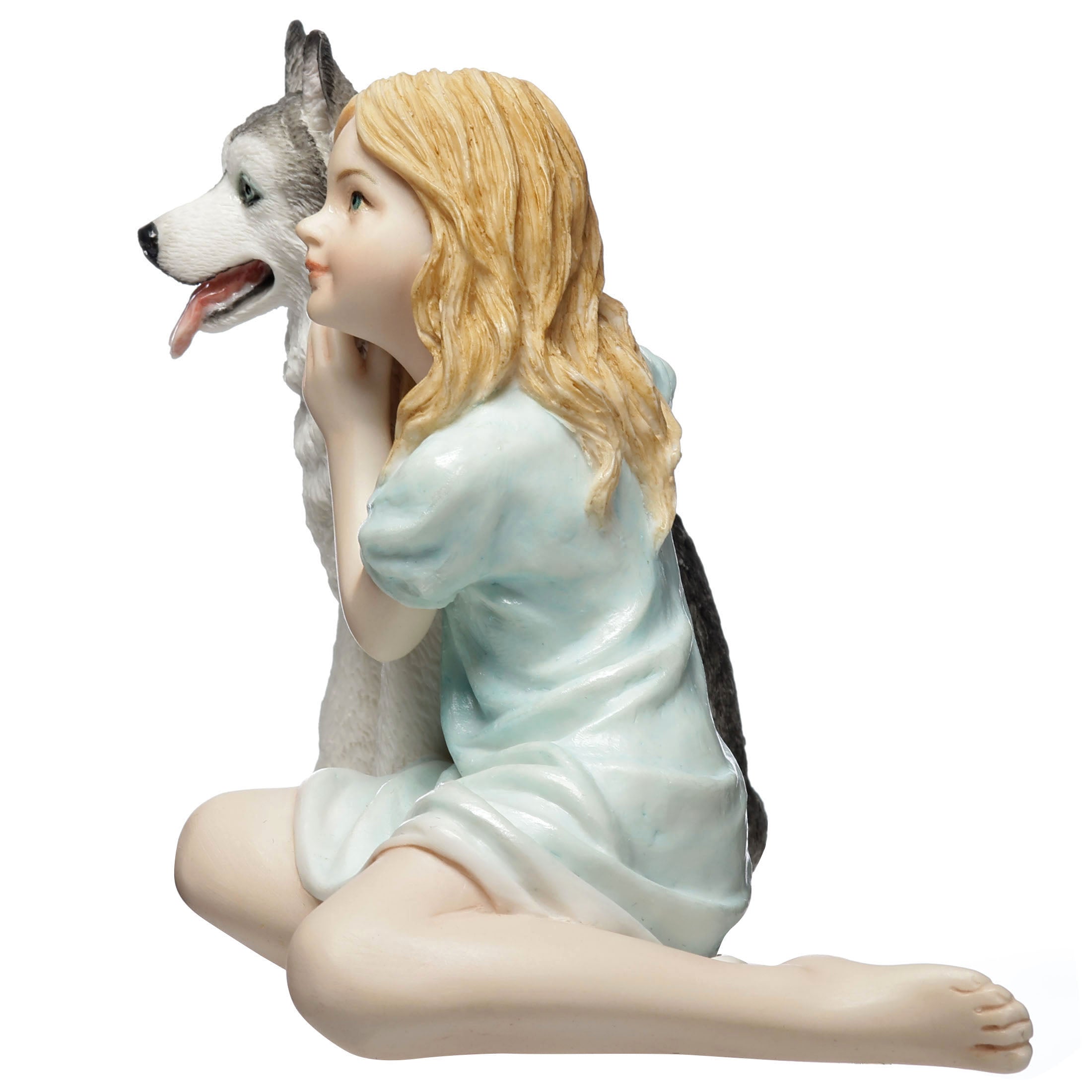 Little Girl and Husky Pup Side By Side