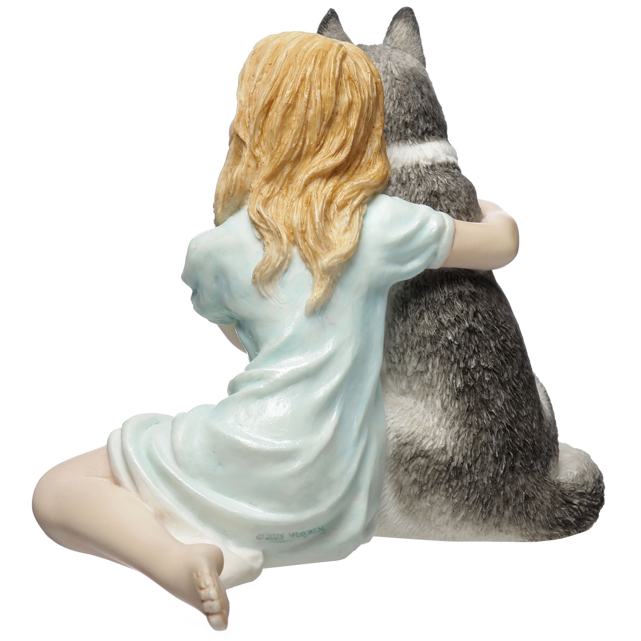 Little Girl and Husky Pup Side By Side