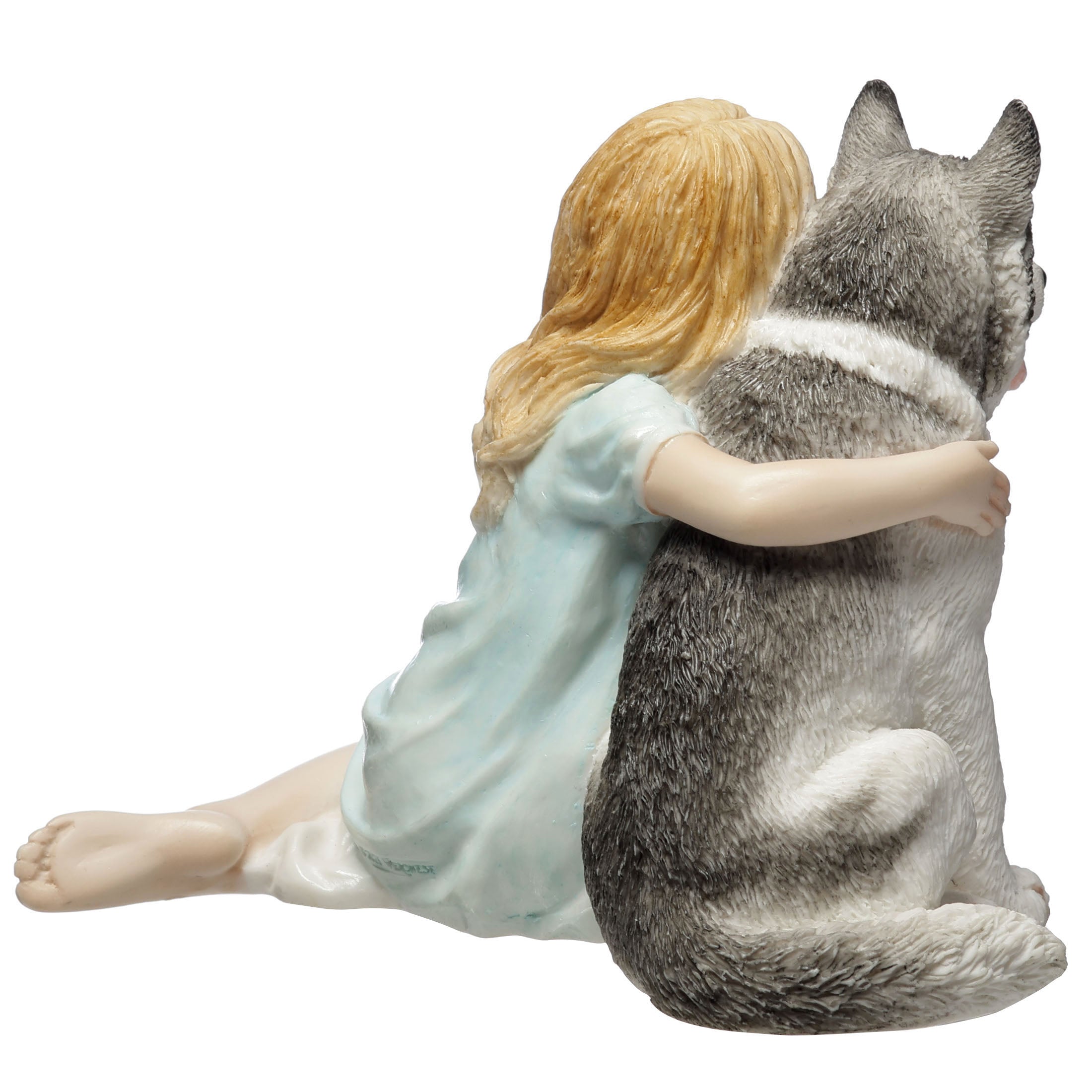 Little Girl and Husky Pup Side By Side