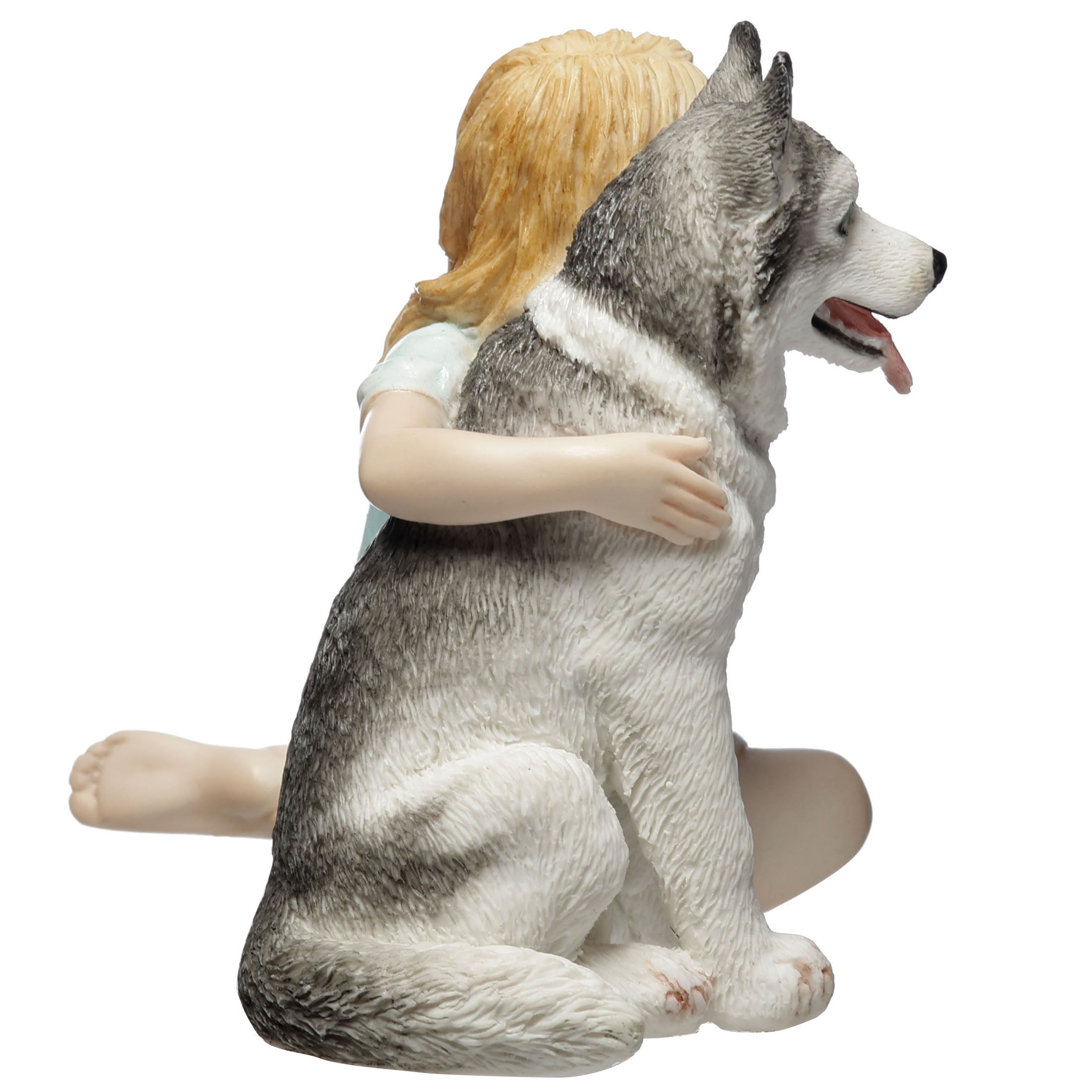 Little Girl and Husky Pup Side By Side