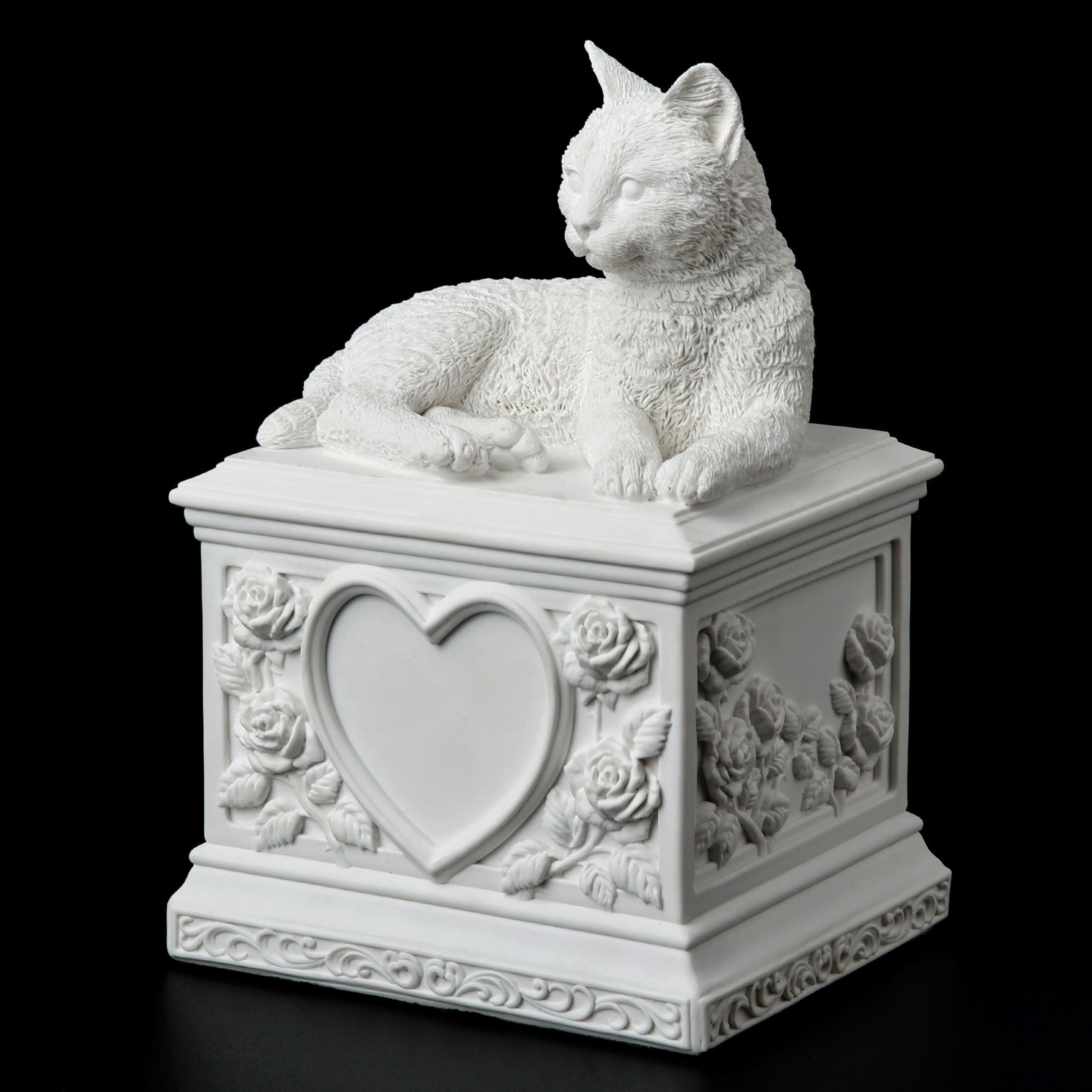 Lying Cat Rose Heart Memorial Urn 1000 ml