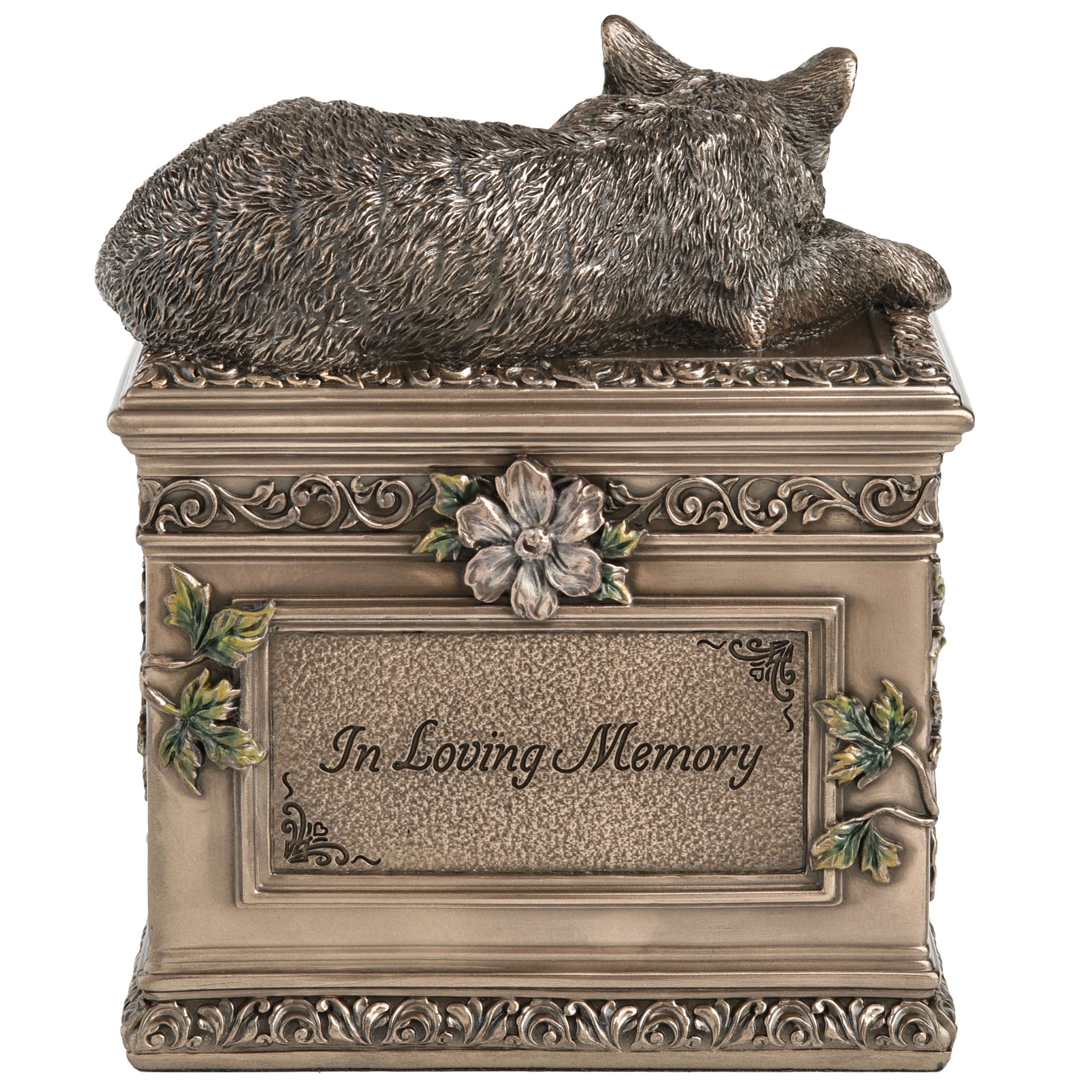 Sleeping Cat Memorial Urn With Heart Shaped Photo Frame (1200Ml)