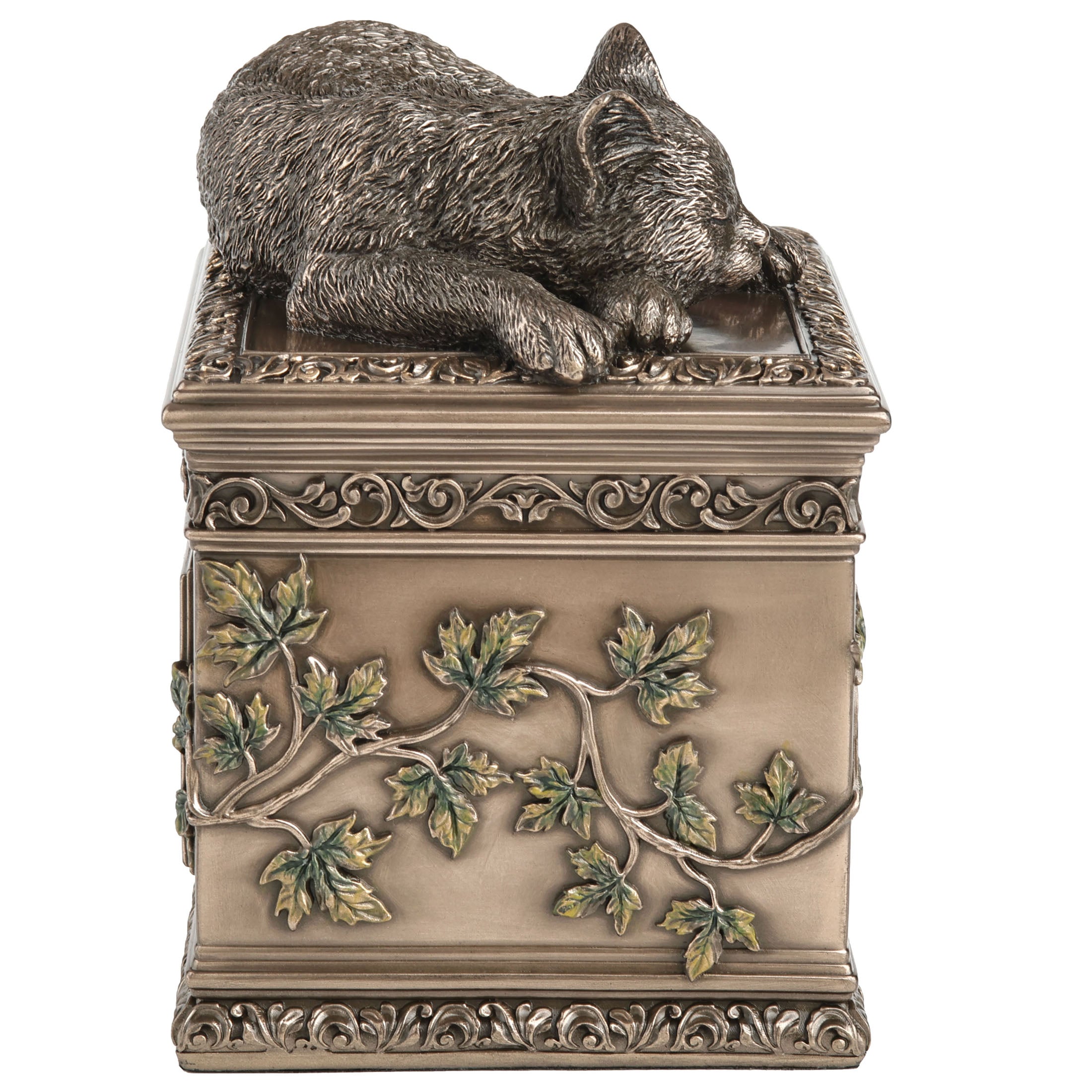 Sleeping Cat Memorial Urn With Heart Shaped Photo Frame (1200Ml)