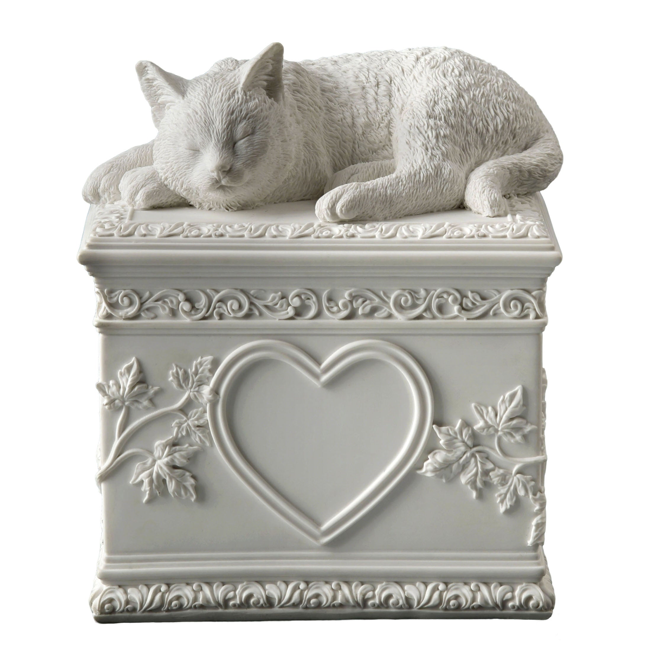Sleeping Cat Memorial Urn With Heart Shaped Photo Frame (1200Ml)