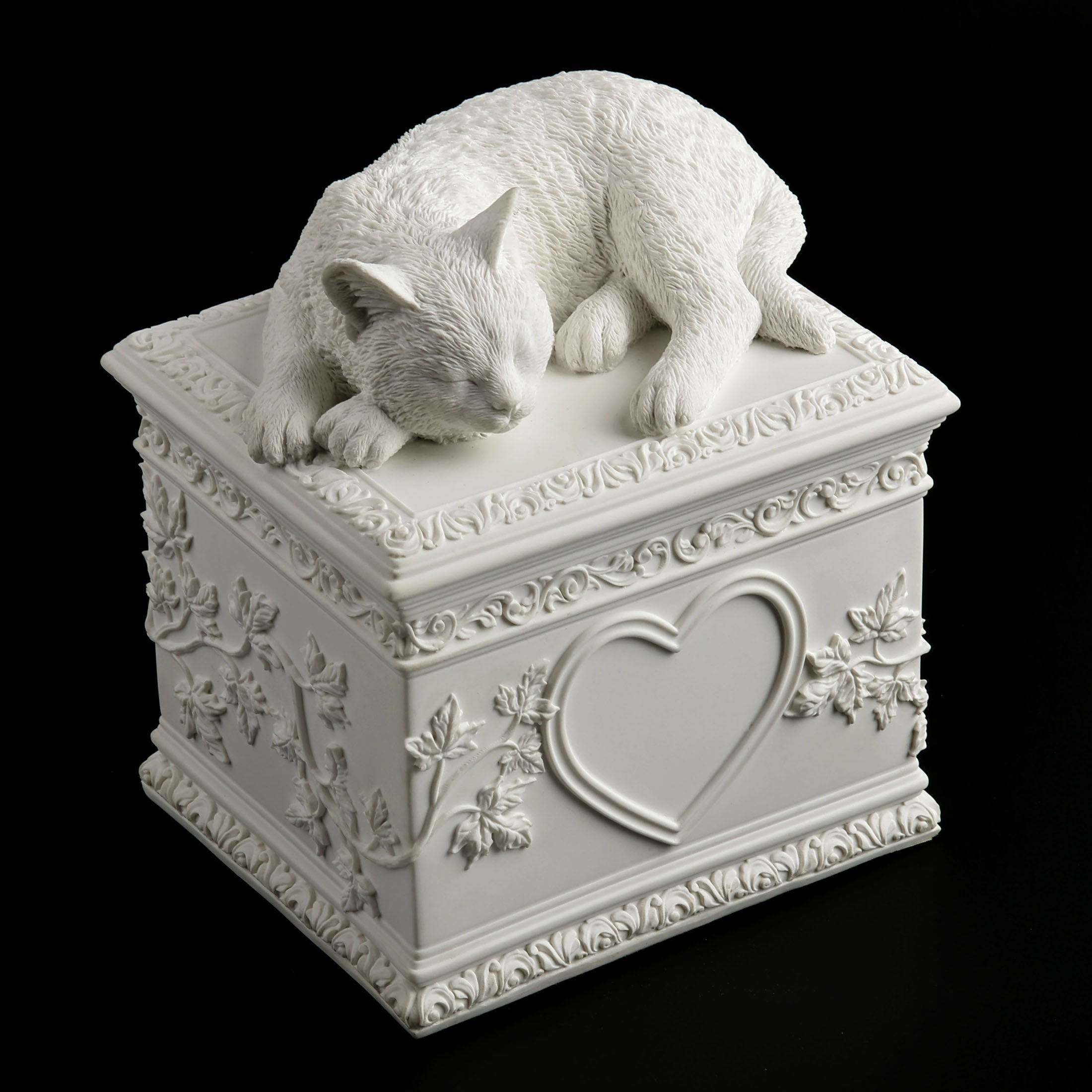 Sleeping Cat Memorial Urn With Heart Shaped Photo Frame (1200Ml)