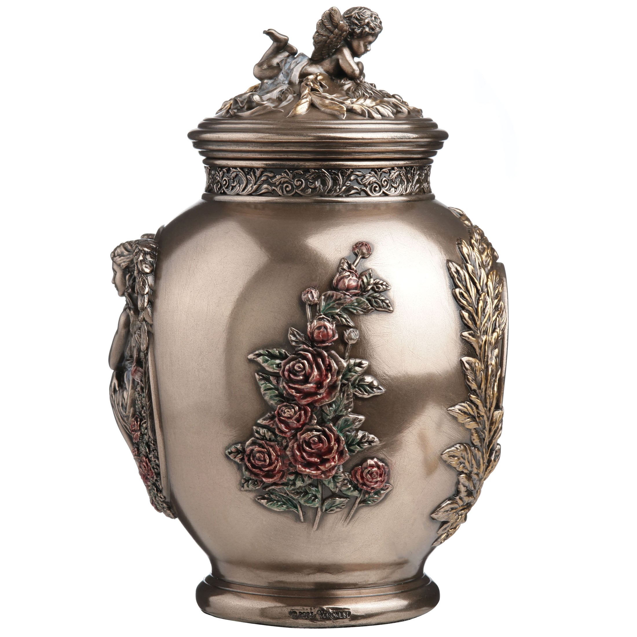 Rose Garden Guardian Angel Ceremonial Urn With Cherub Lid (450 ml)