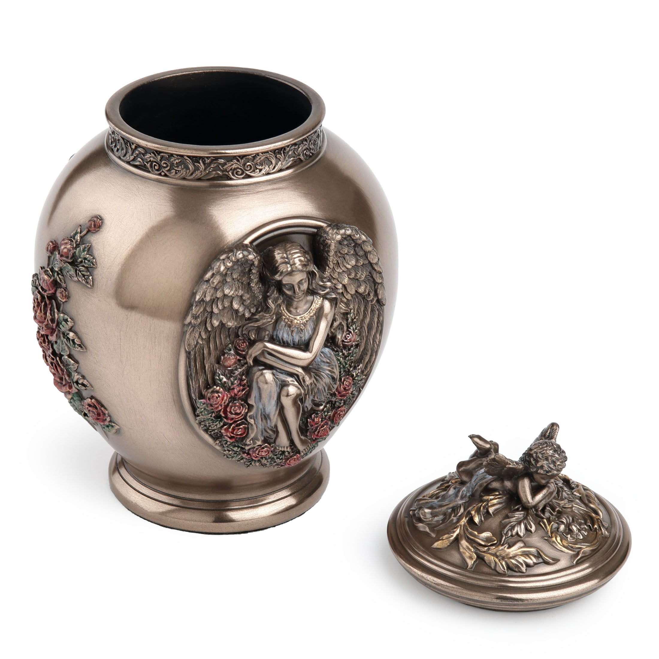 Rose Garden Guardian Angel Ceremonial Urn With Cherub Lid (450 ml)