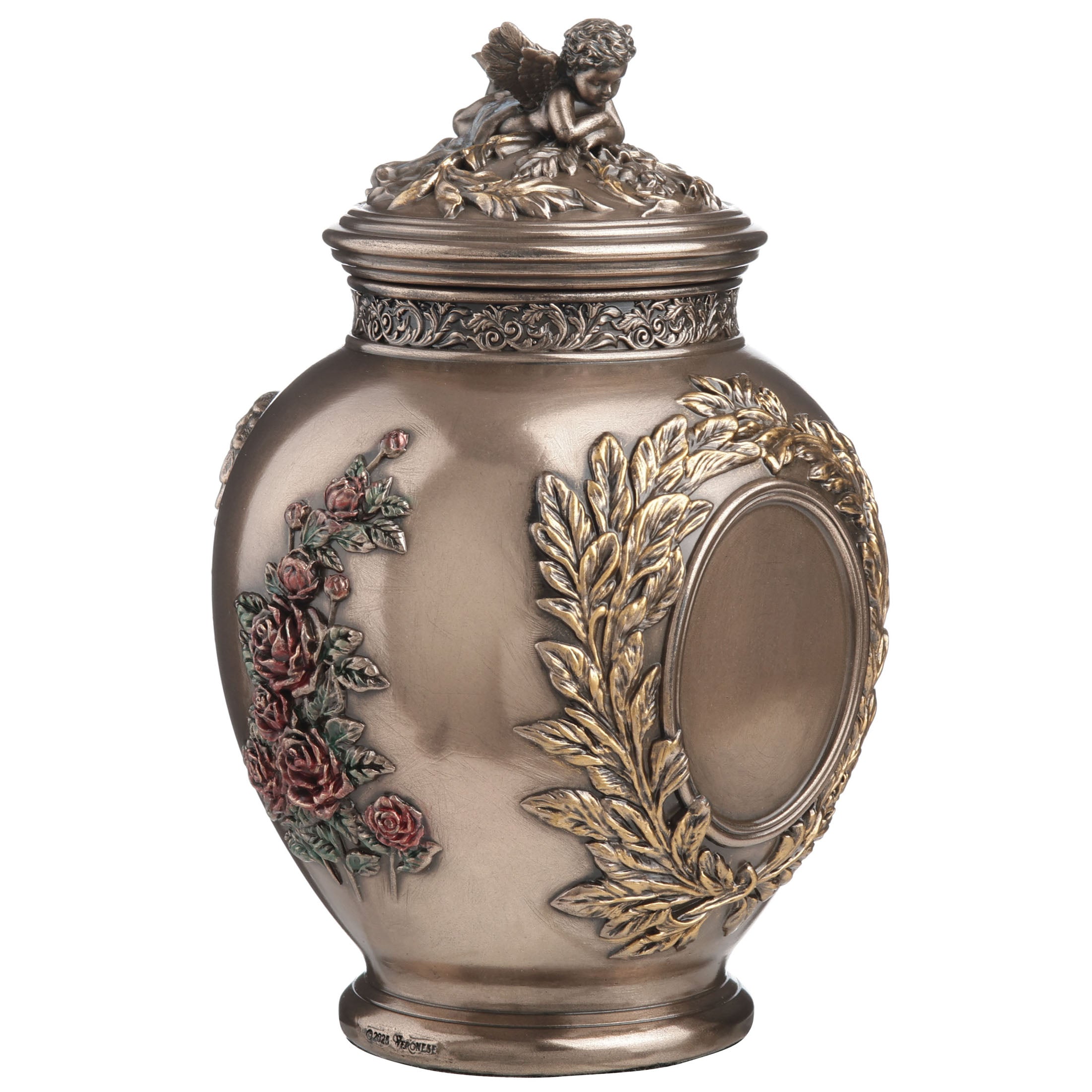 Rose Garden Guardian Angel Ceremonial Urn With Cherub Lid (450 ml)