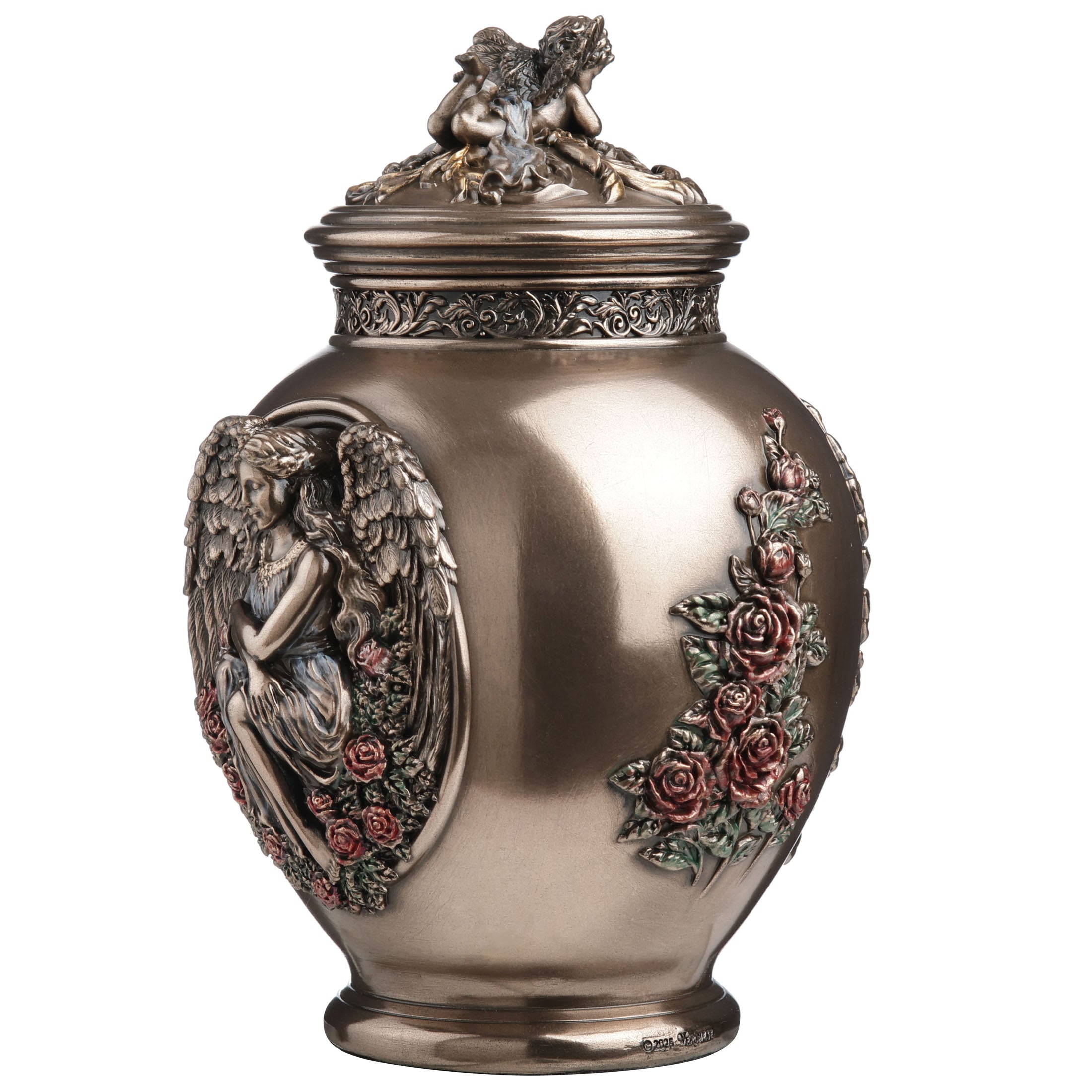 Rose Garden Guardian Angel Ceremonial Urn With Cherub Lid (450 ml)