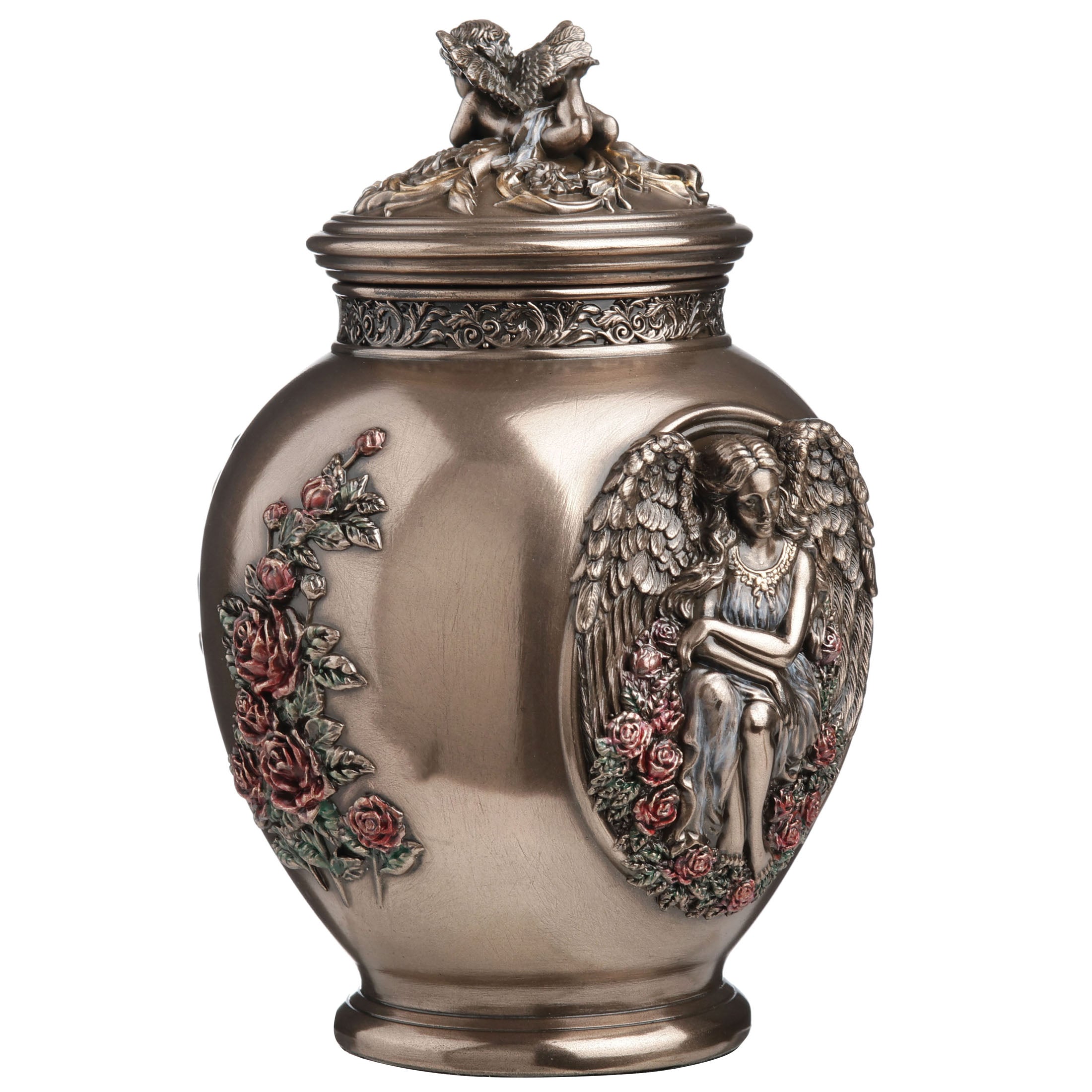Rose Garden Guardian Angel Ceremonial Urn With Cherub Lid (450 ml)