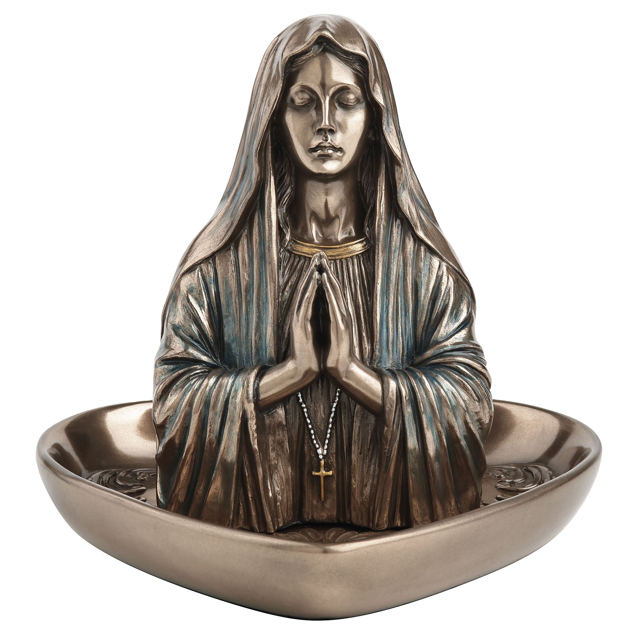 Virgin Mary Bust Immaculate Heart Shaped Tray Desktop Organizer