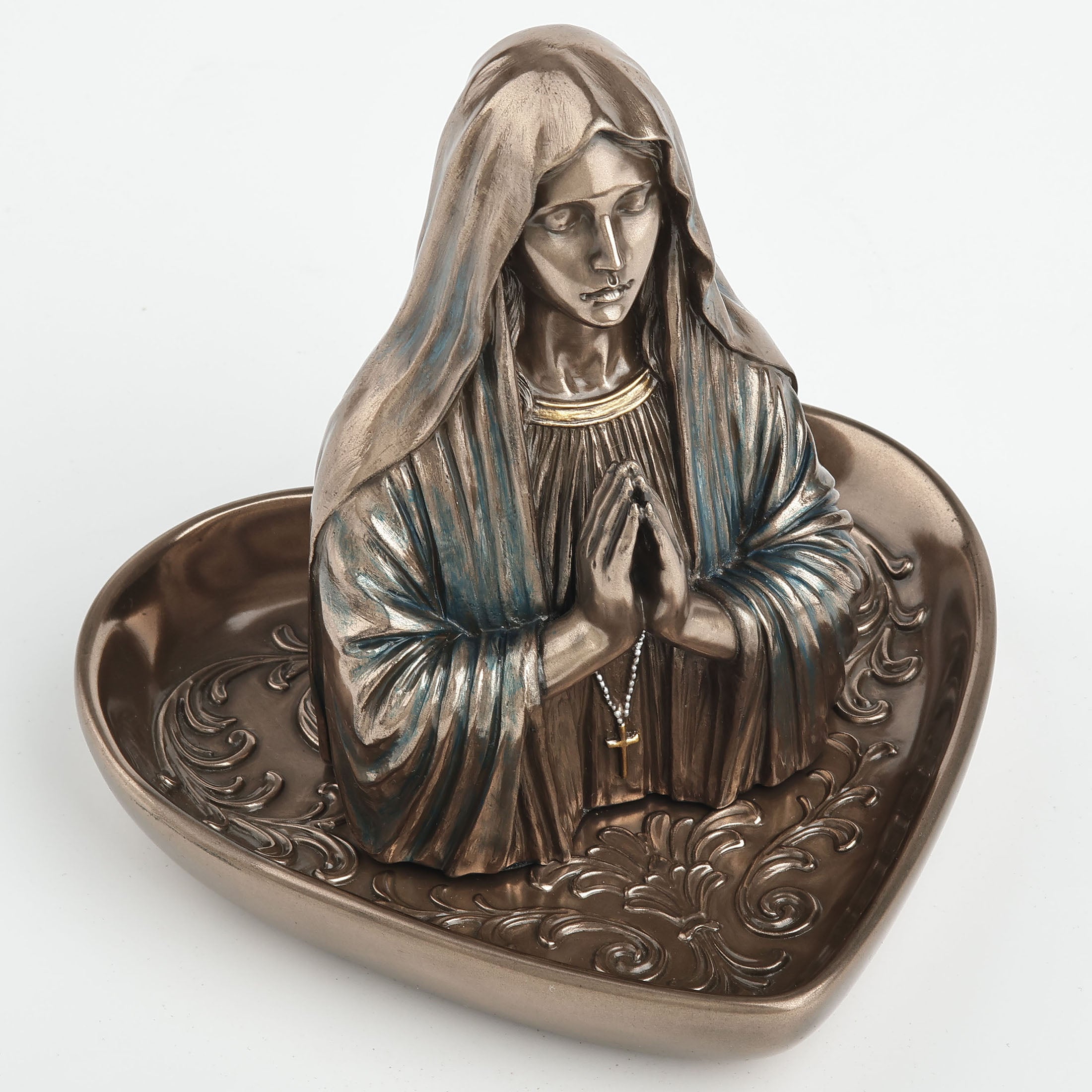 Virgin Mary Bust Immaculate Heart Shaped Tray Desktop Organizer