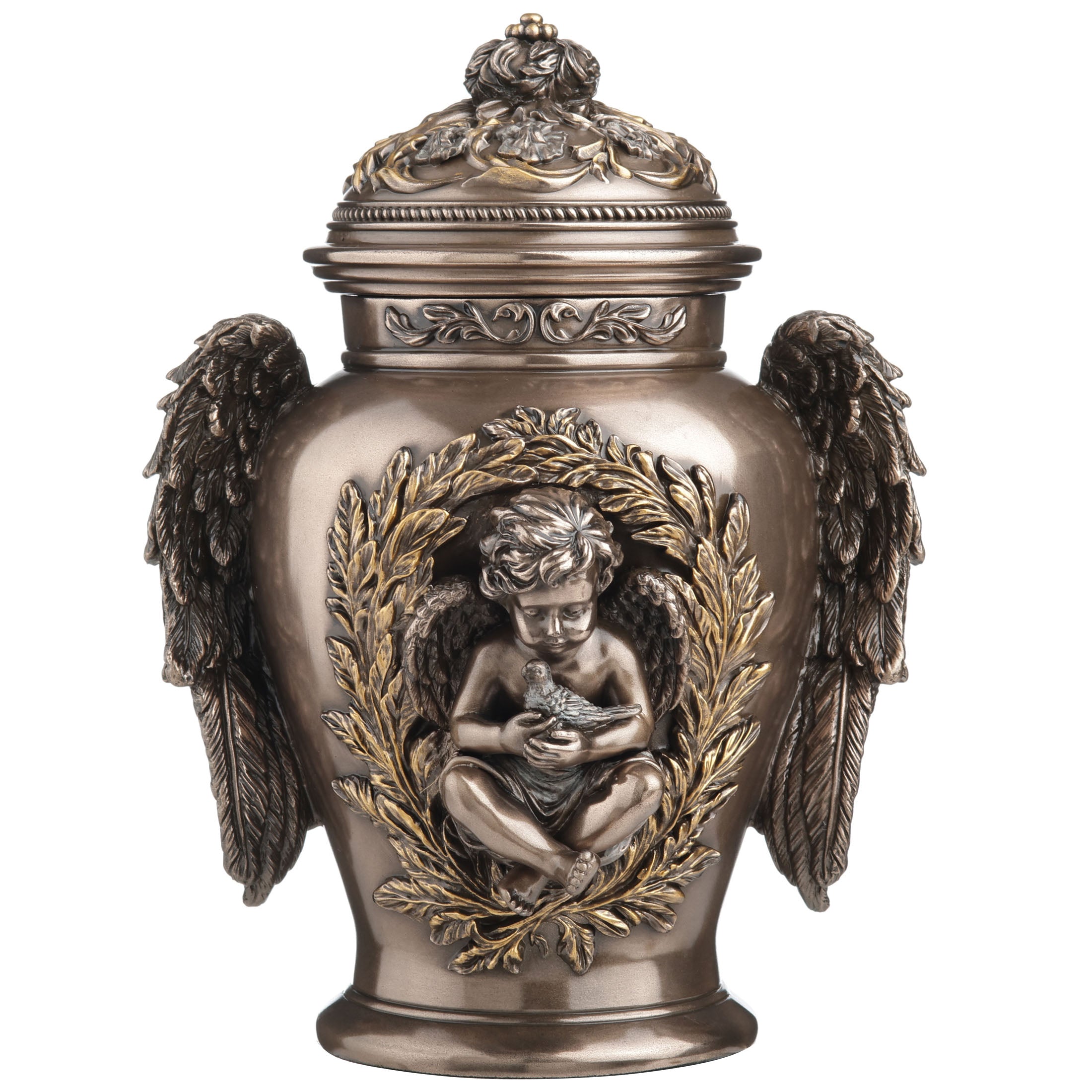 Cherub Holding Dove Winged Remembrance Urn (600 ml)