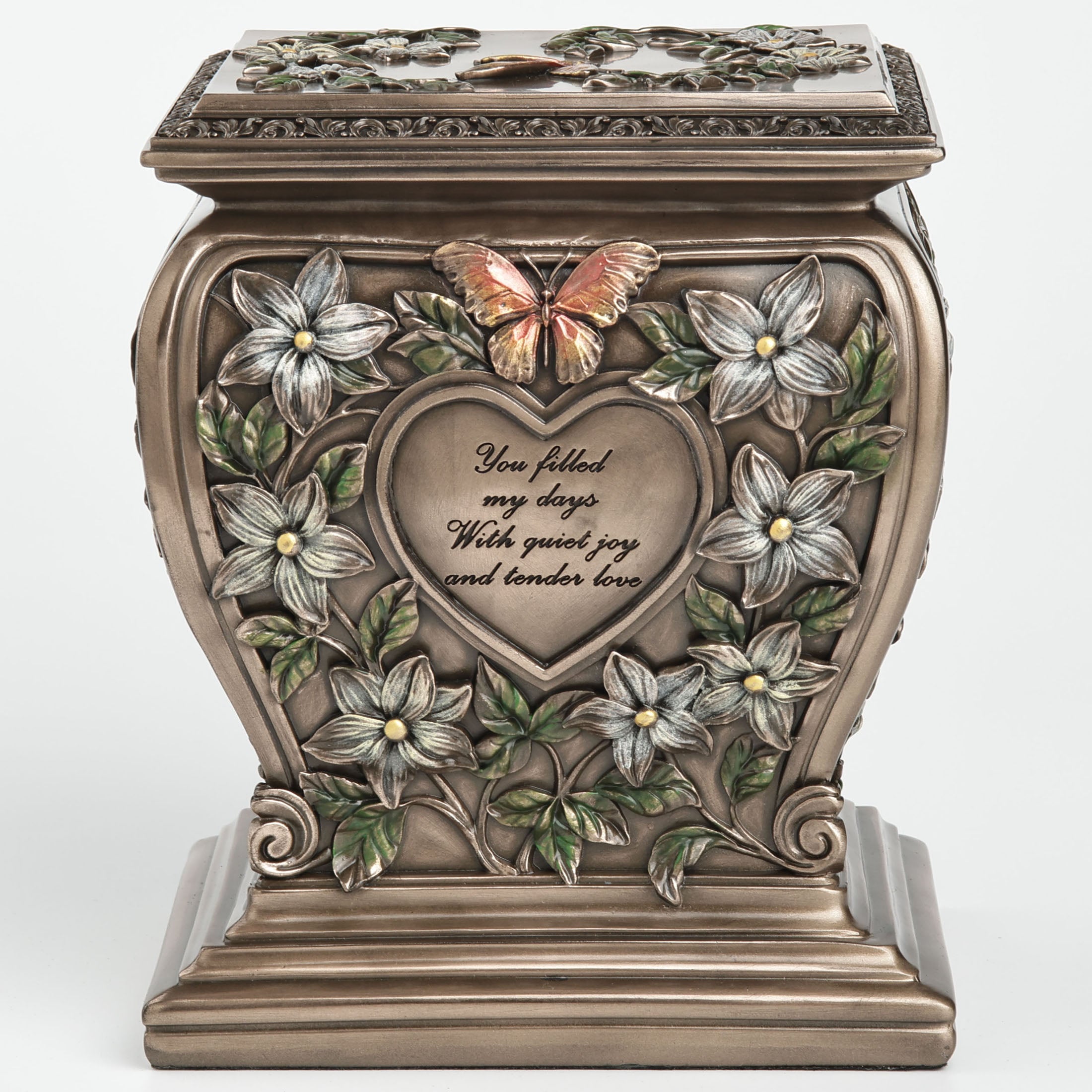 Ornate Floral Relief Memorial Urn (1300 ml)