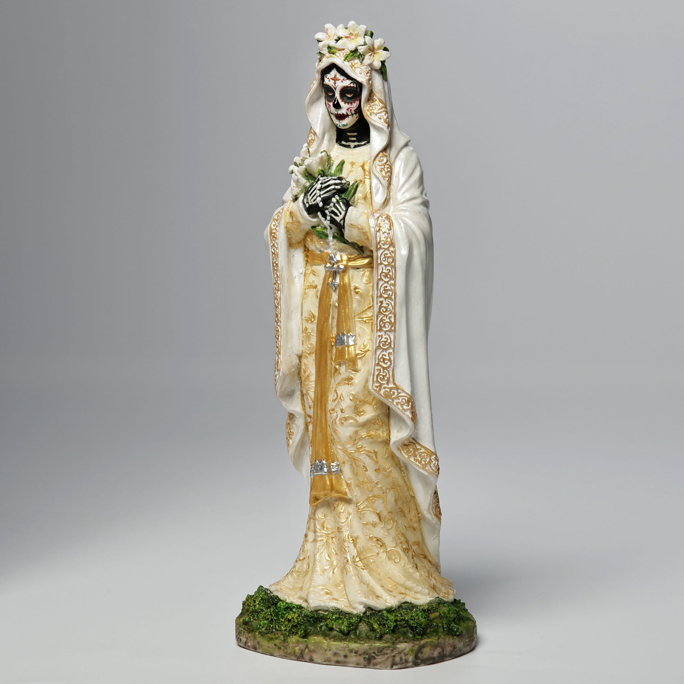 Day Of The Dead Virgin Mary White Gold Robe