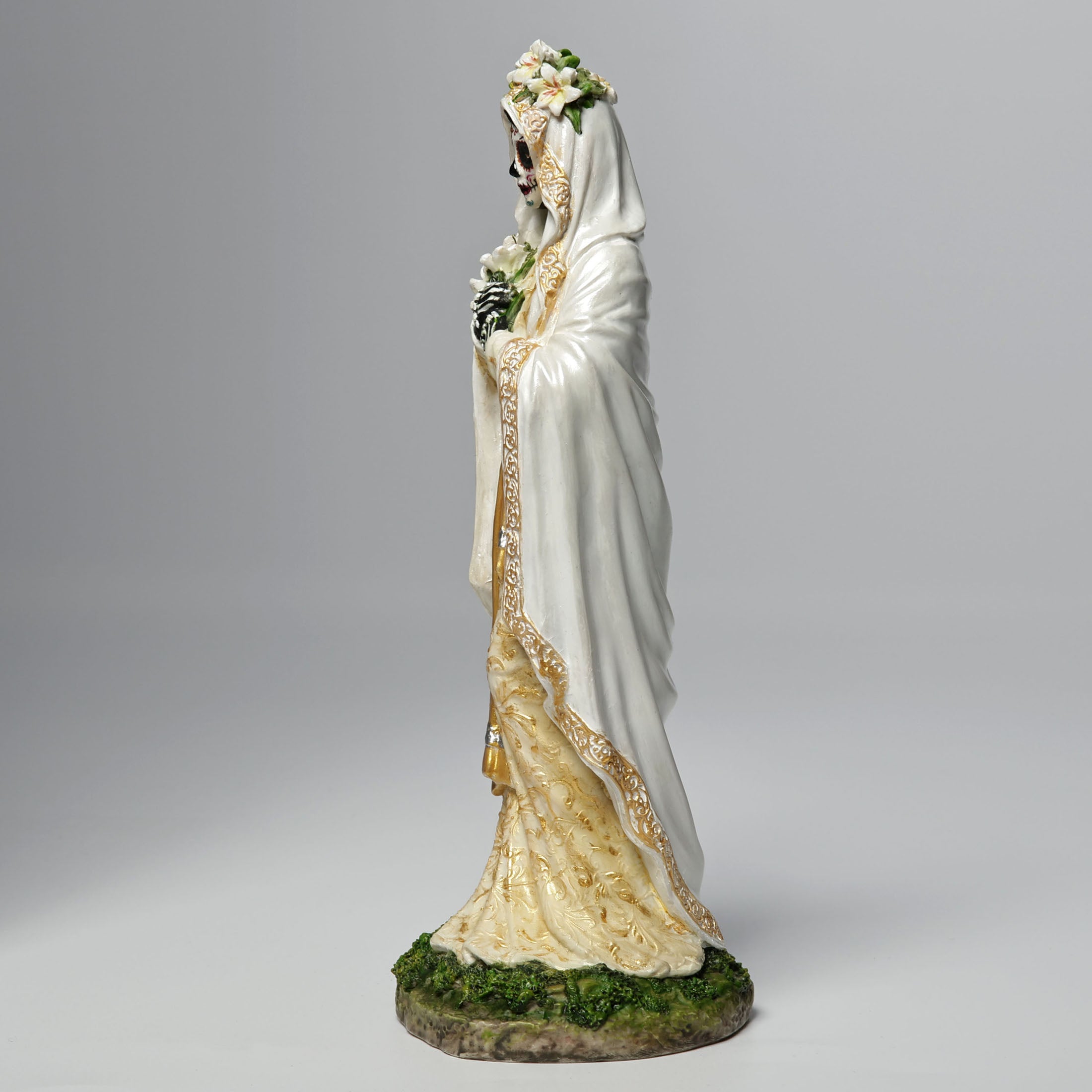 Day Of The Dead Virgin Mary White Gold Robe