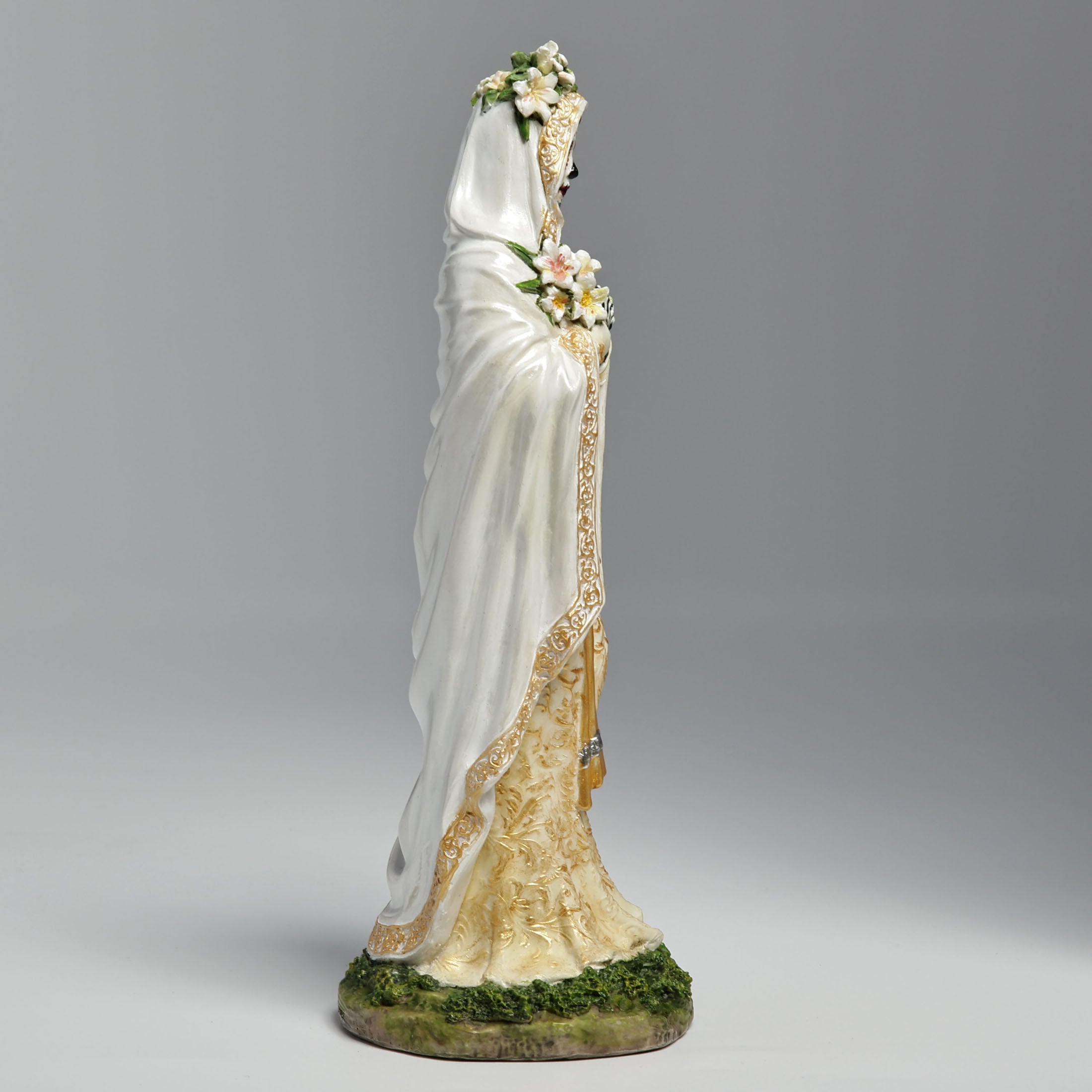 Day Of The Dead Virgin Mary White Gold Robe
