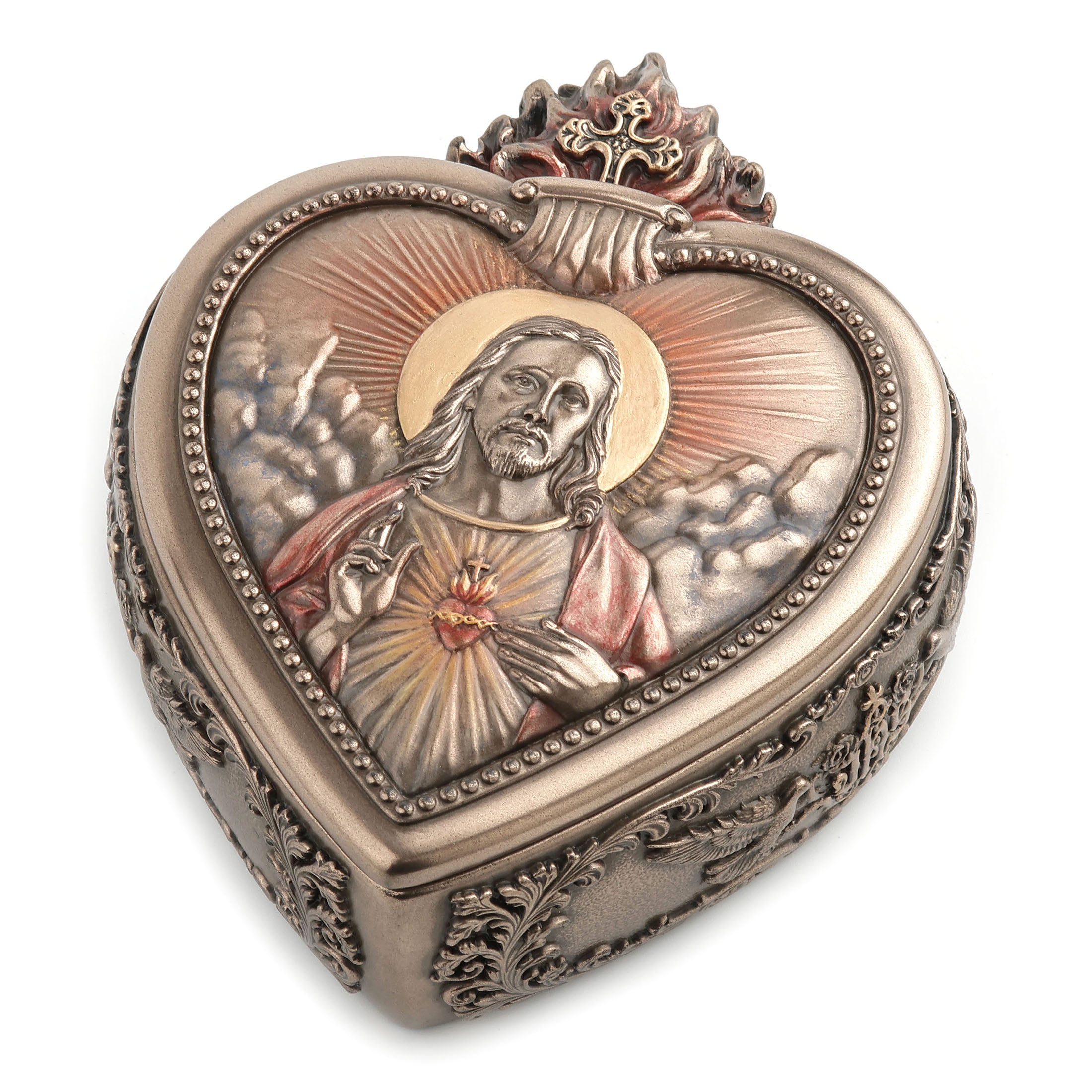 Sacred Heart Of Jesus Portrait Heart Shaped Trinket Box