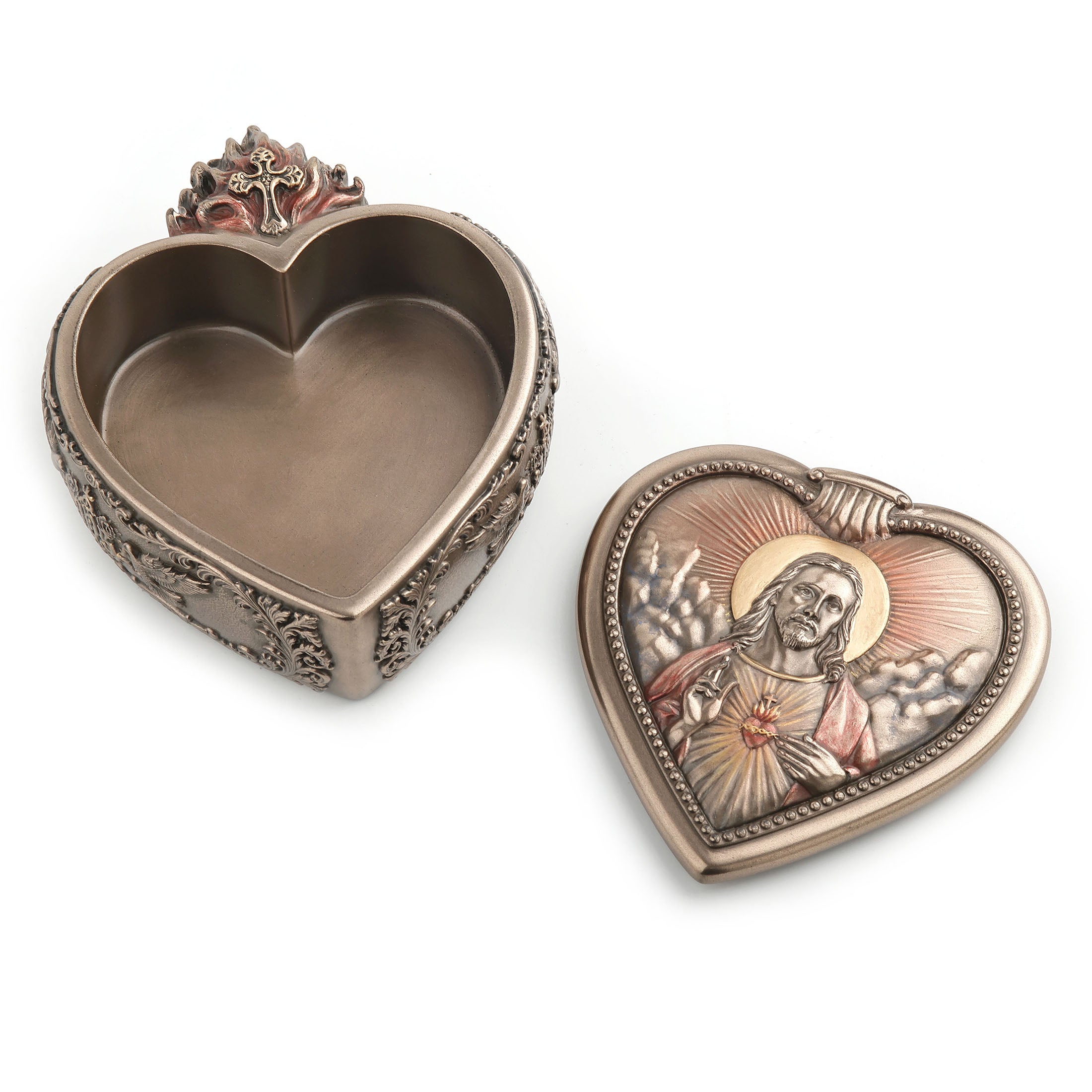 Sacred Heart Of Jesus Portrait Heart Shaped Trinket Box