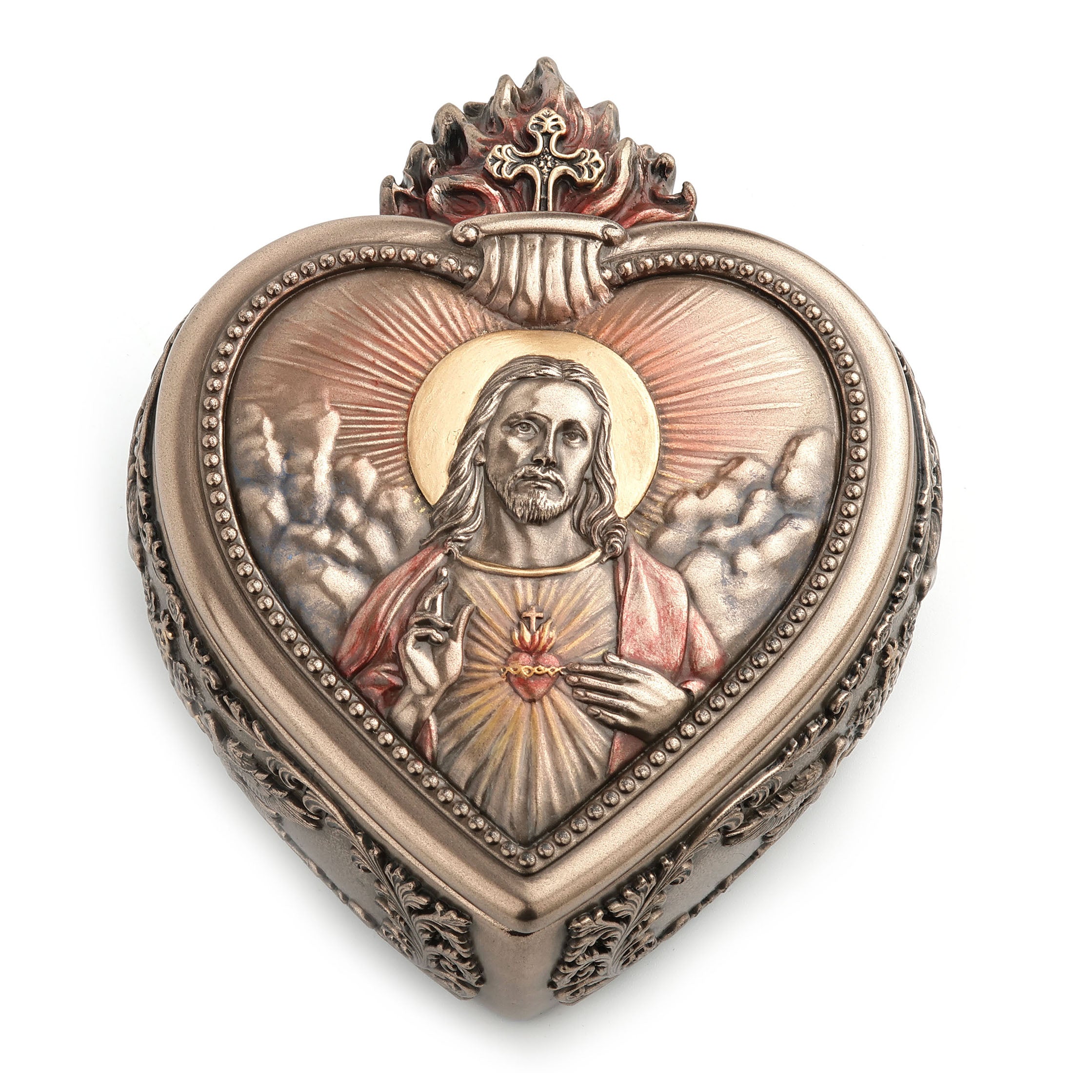 Sacred Heart Of Jesus Portrait Heart Shaped Trinket Box