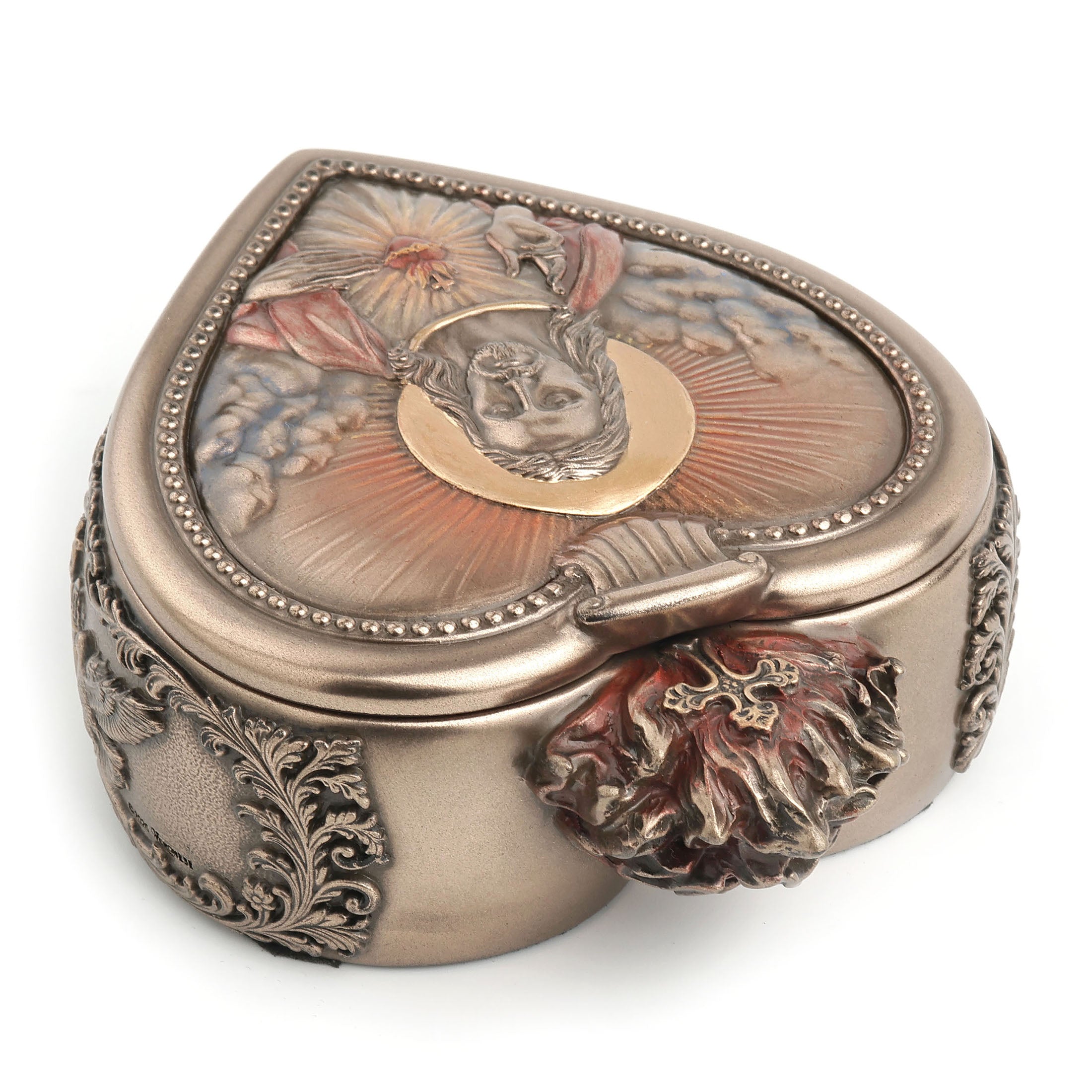 Sacred Heart Of Jesus Portrait Heart Shaped Trinket Box