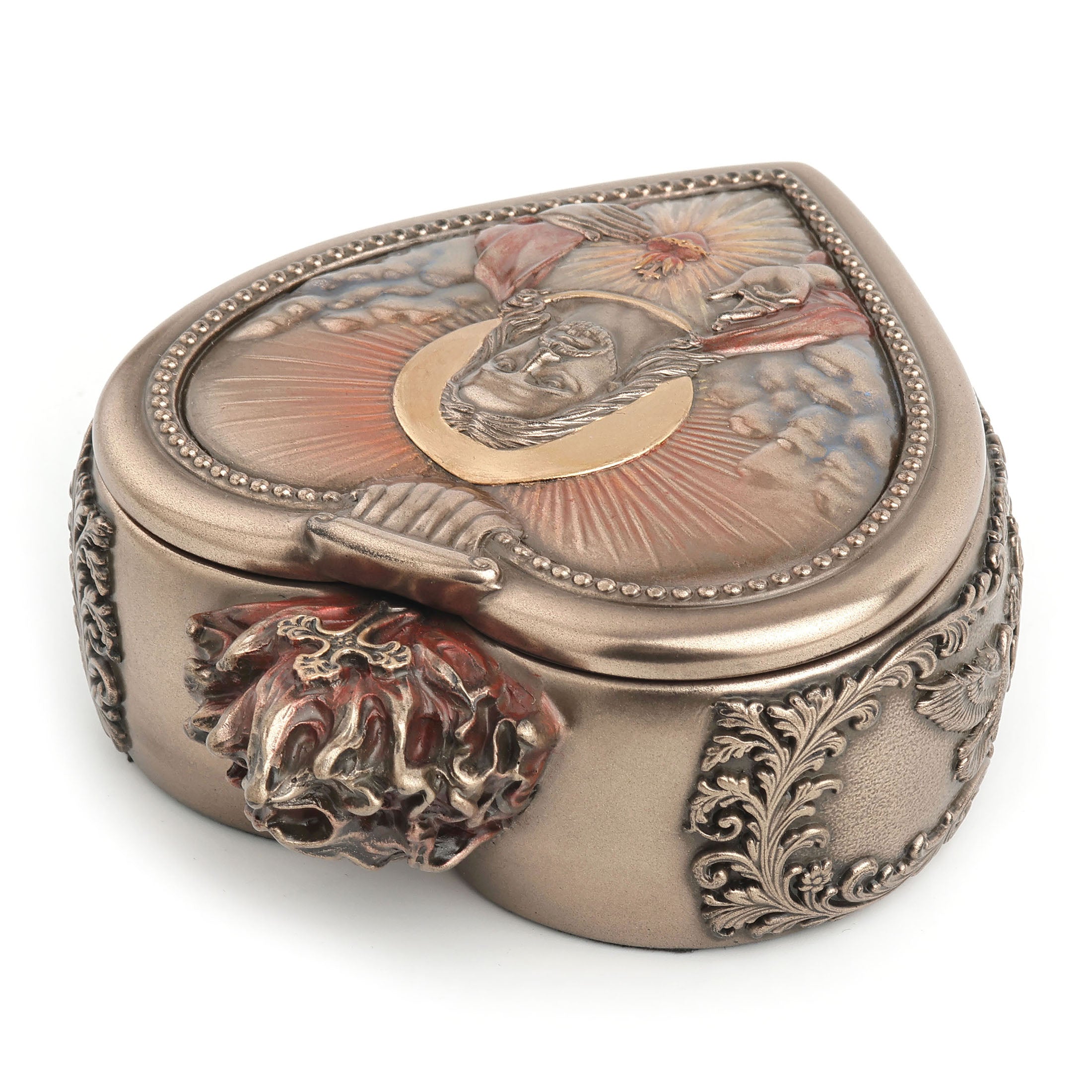 Sacred Heart Of Jesus Portrait Heart Shaped Trinket Box