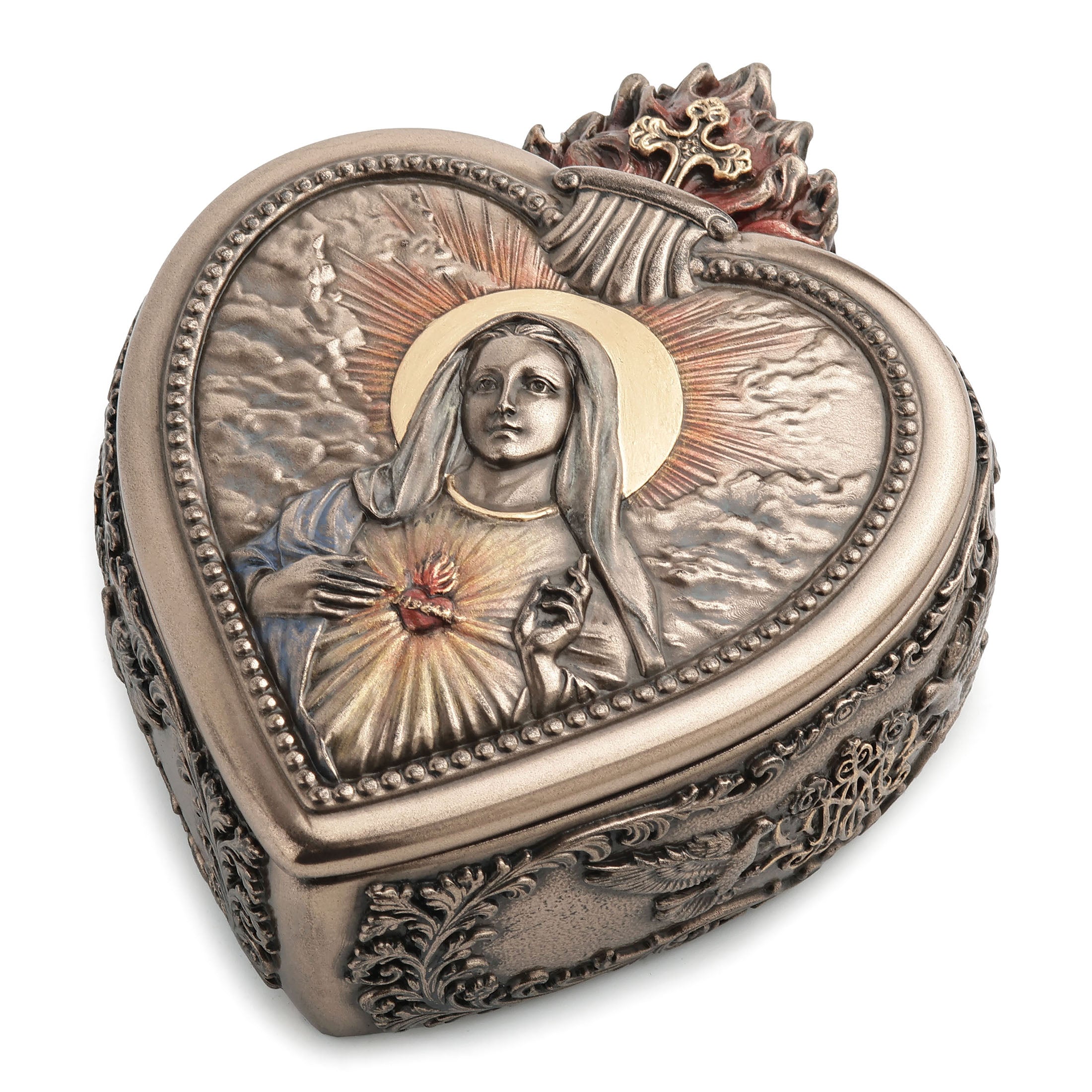 Immaculate Heart Of Mary Portrait Heart Shaped Trinket Box