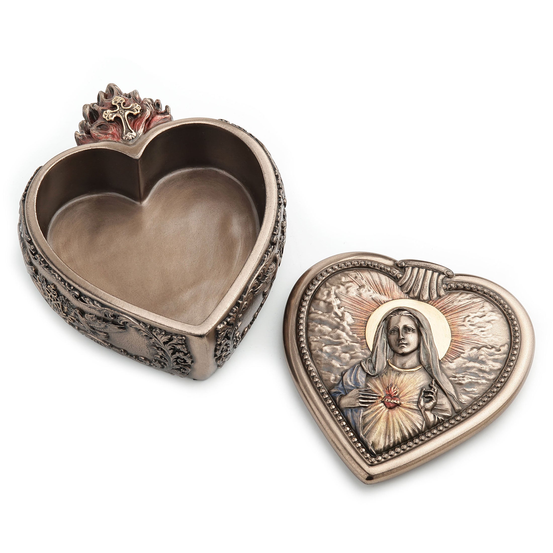 Immaculate Heart Of Mary Portrait Heart Shaped Trinket Box